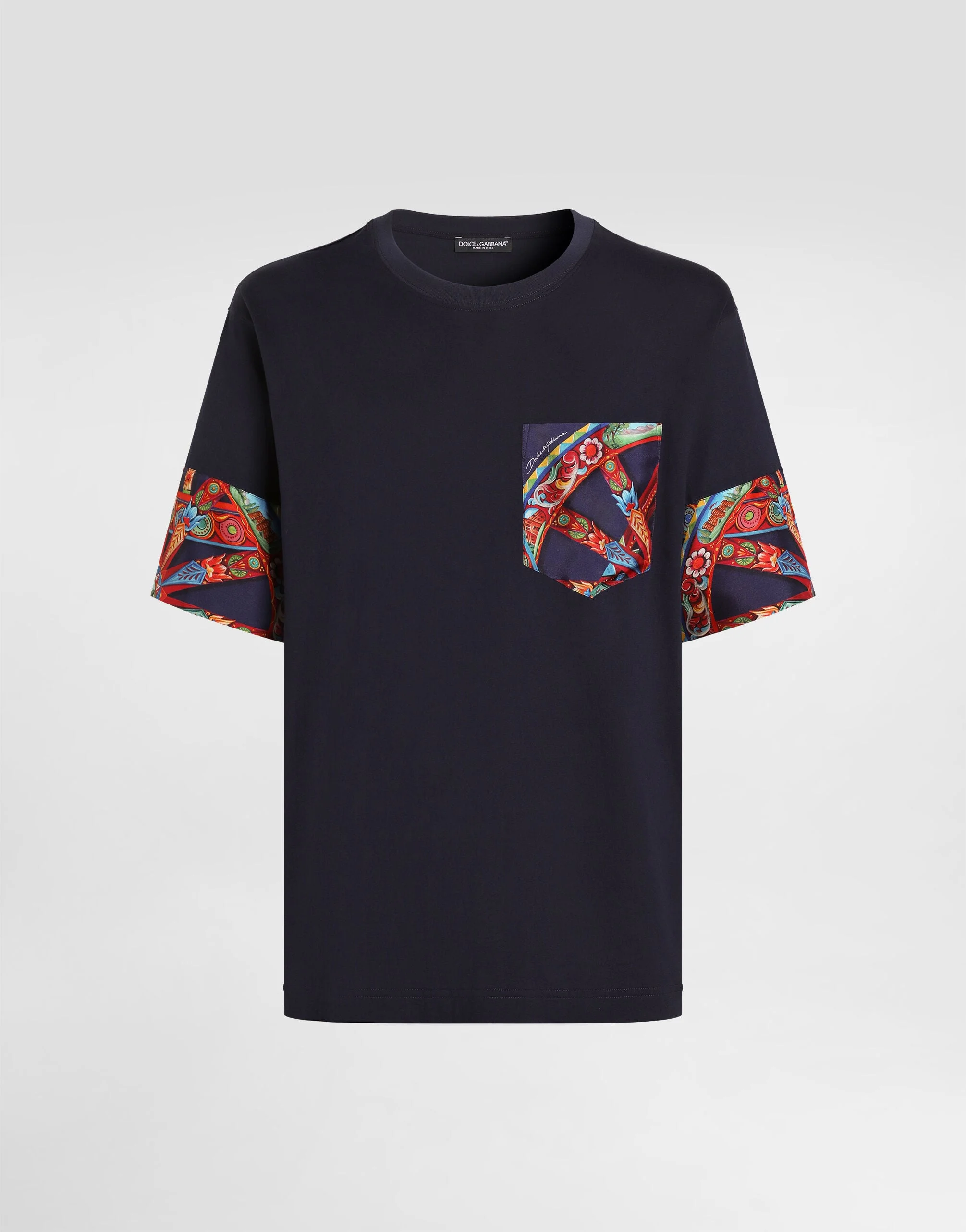 Cotton t-shirt with carretto-print - 1