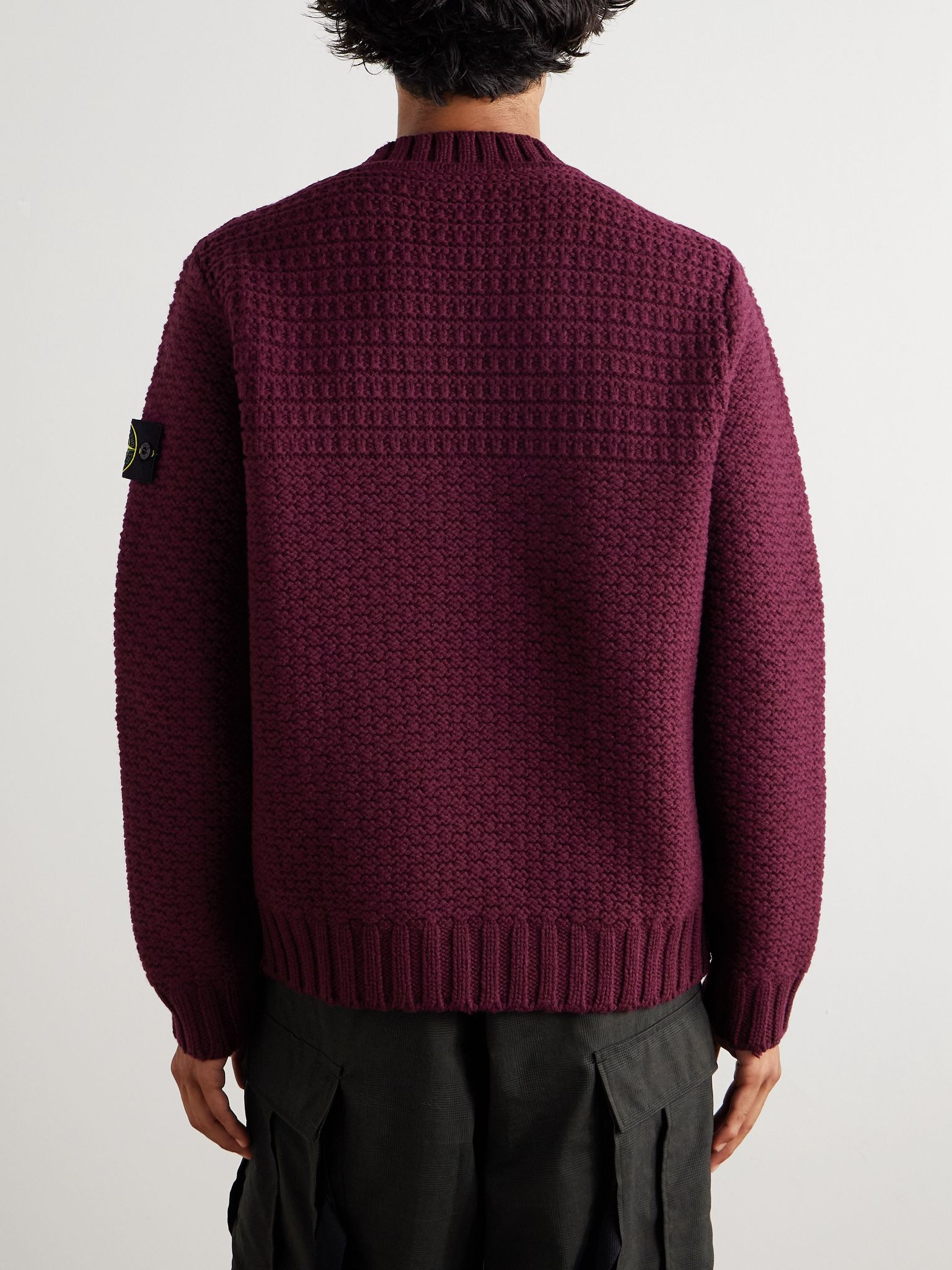 Logo-Appliquéd Ribbed Virgin Wool Sweater Red - 3