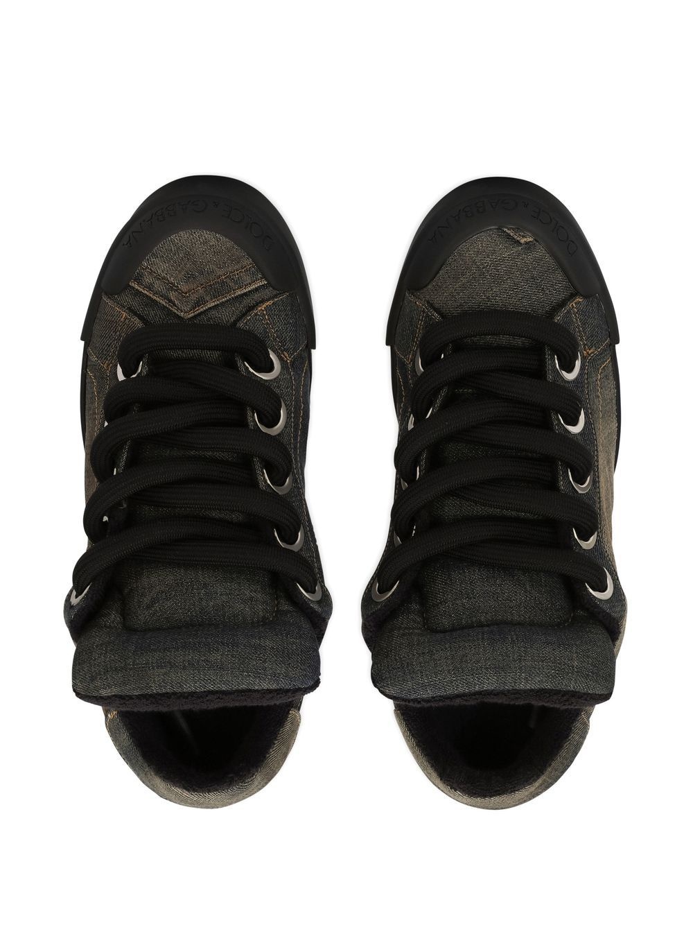 denim lace-up sneakers - 4