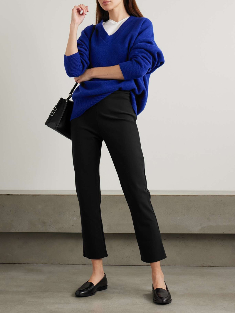 RÓHE Cropped stretch recycled-scuba tapered pants Black outlook