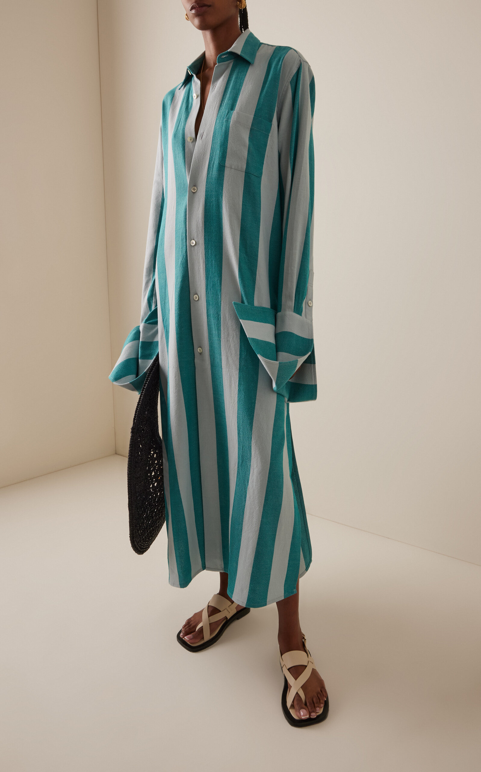 Exclusive Riviera Striped Cotton Maxi Dress blue - 3