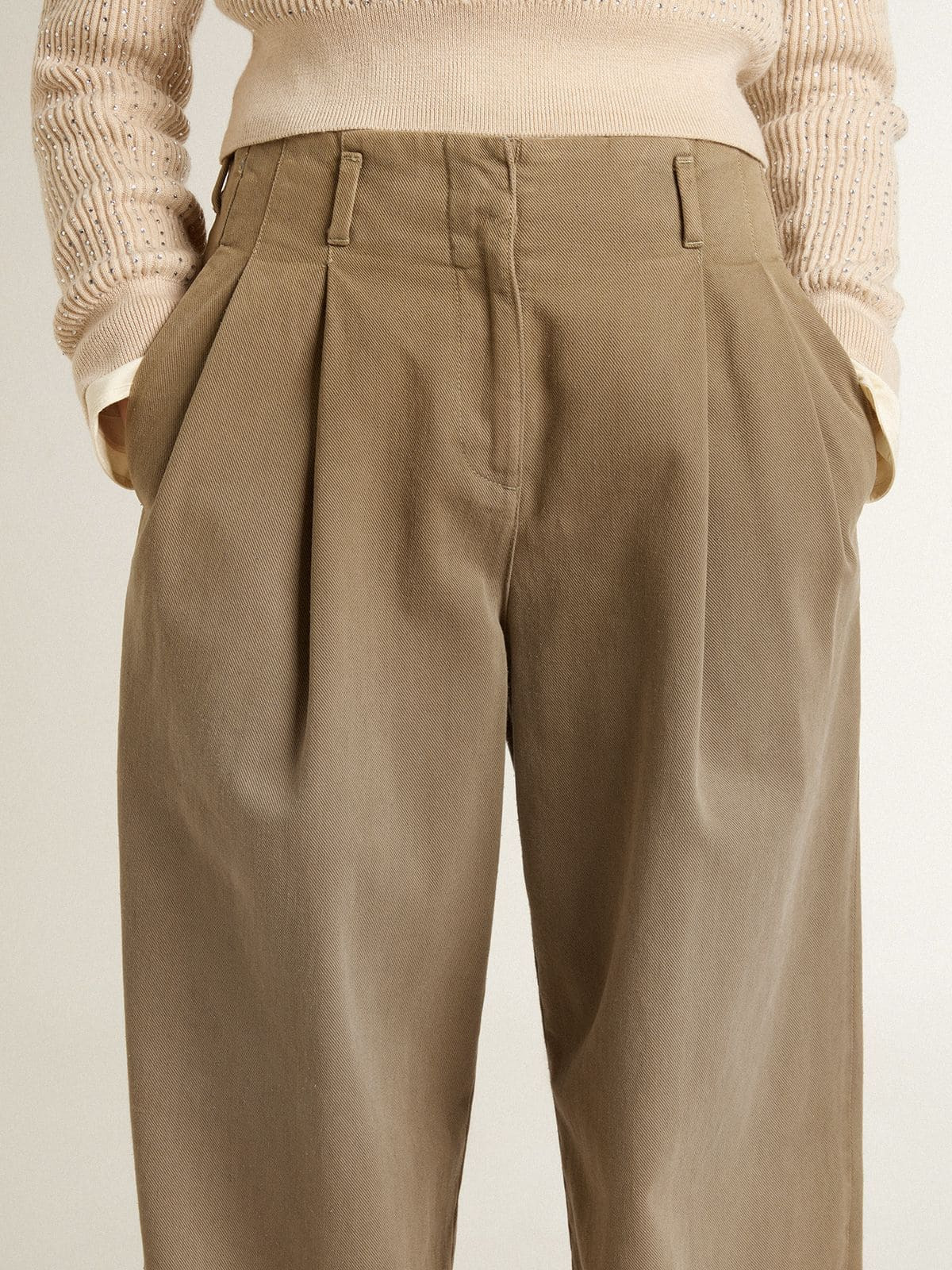 Women's khaki cotton pants - 5