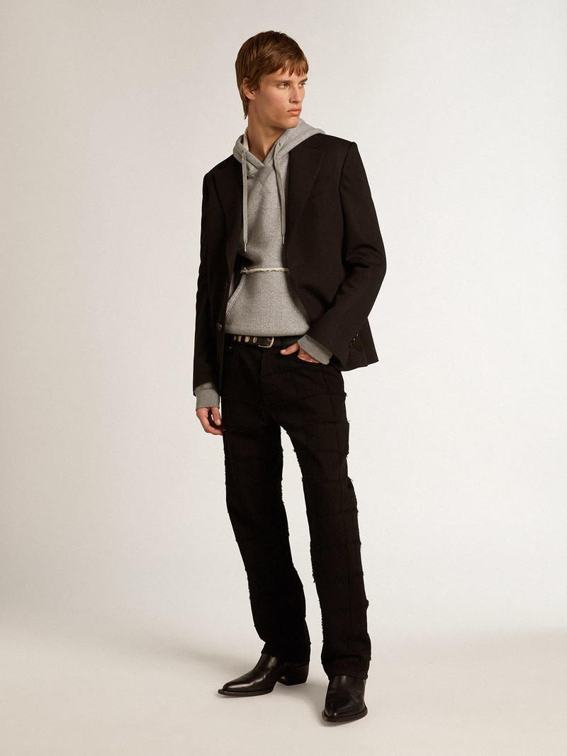 Golden Goose Black cotton pants with 3D-effect checked pattern outlook