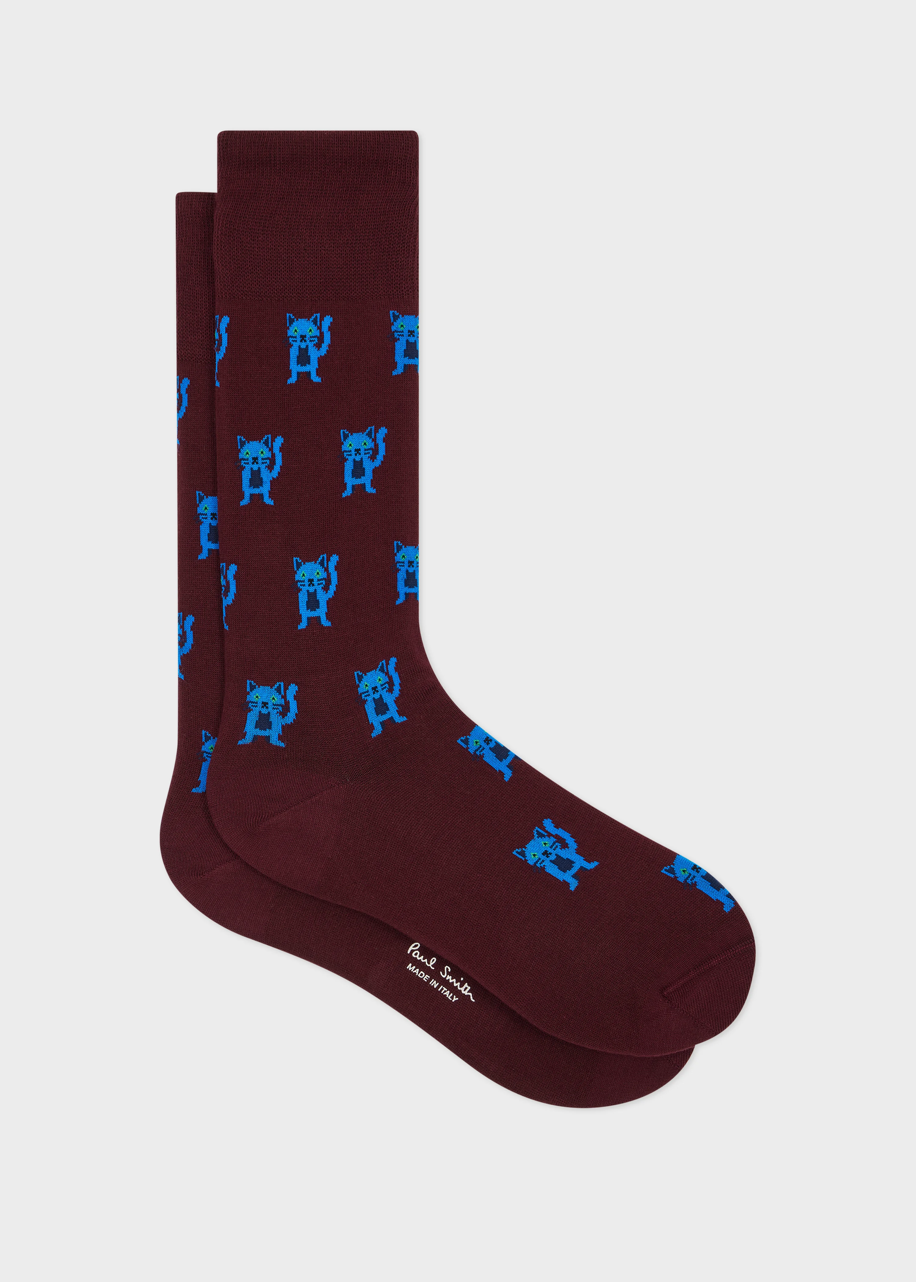 Burgundy 'Cat' Socks - 1