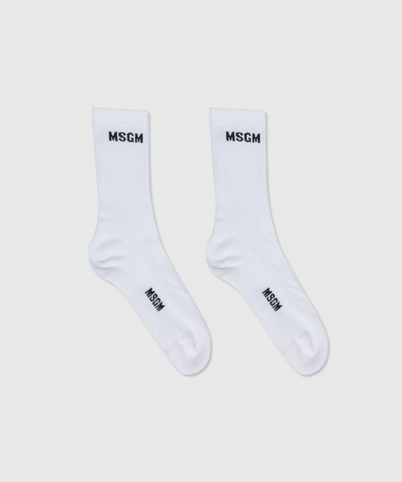 White jacquard logo socks 1