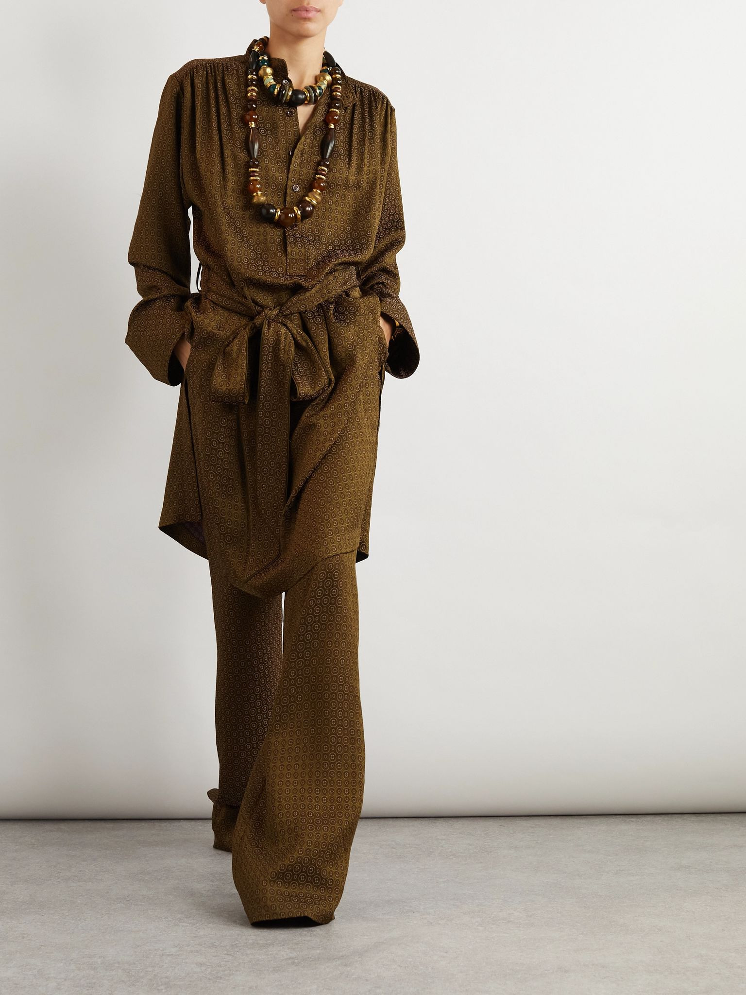 Jacquard wide-leg pants Brown - 2