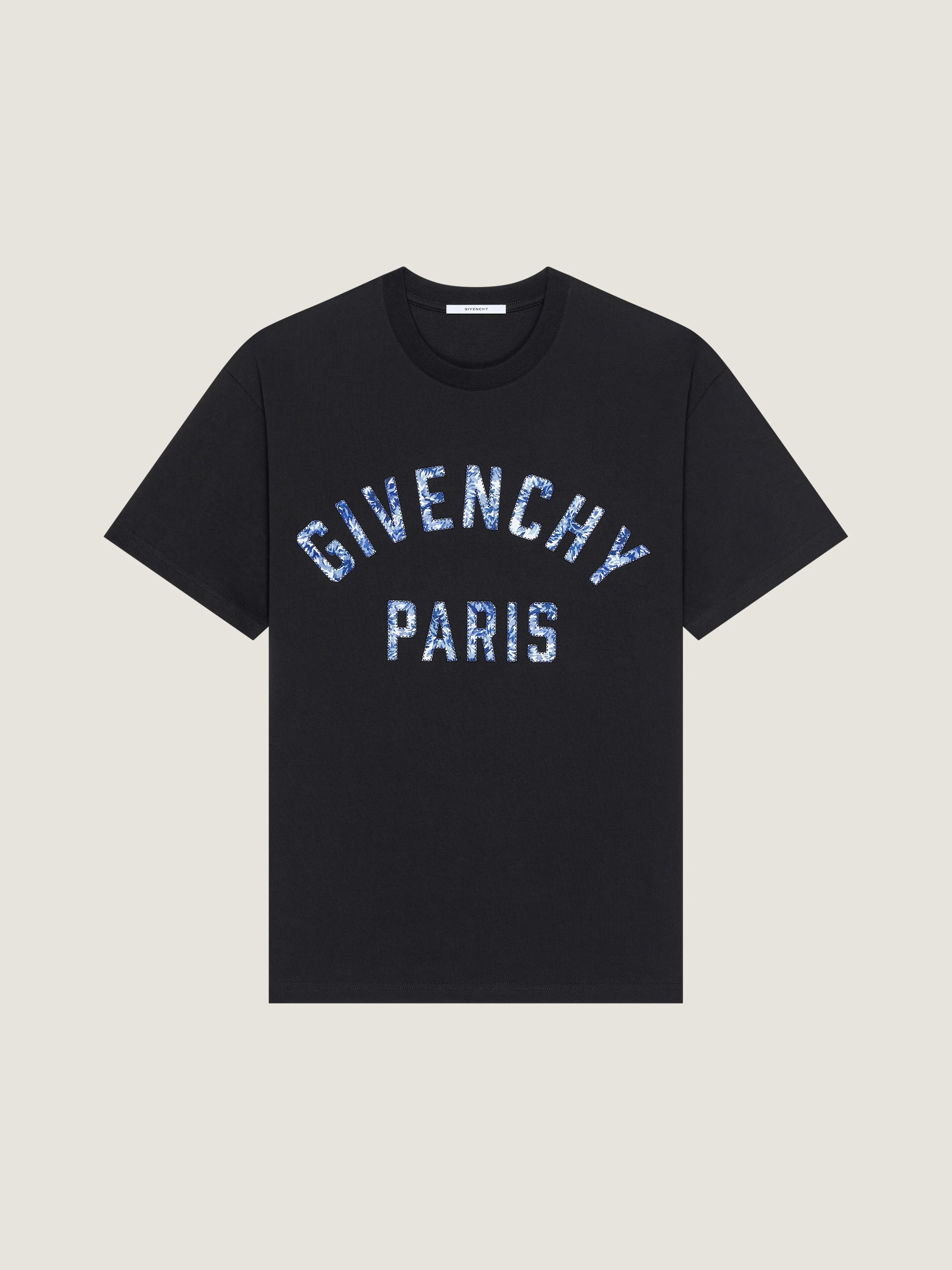 T-SHIRT IN COTTON GIVENCHY PARIS POMPOM EMBROIDERY - 1