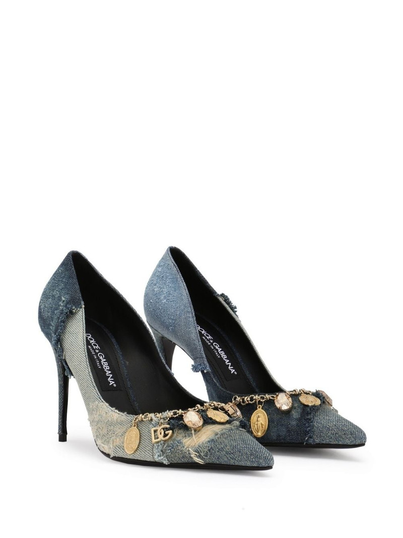Dolce & Gabbana charm-embellished denim pumps outlook