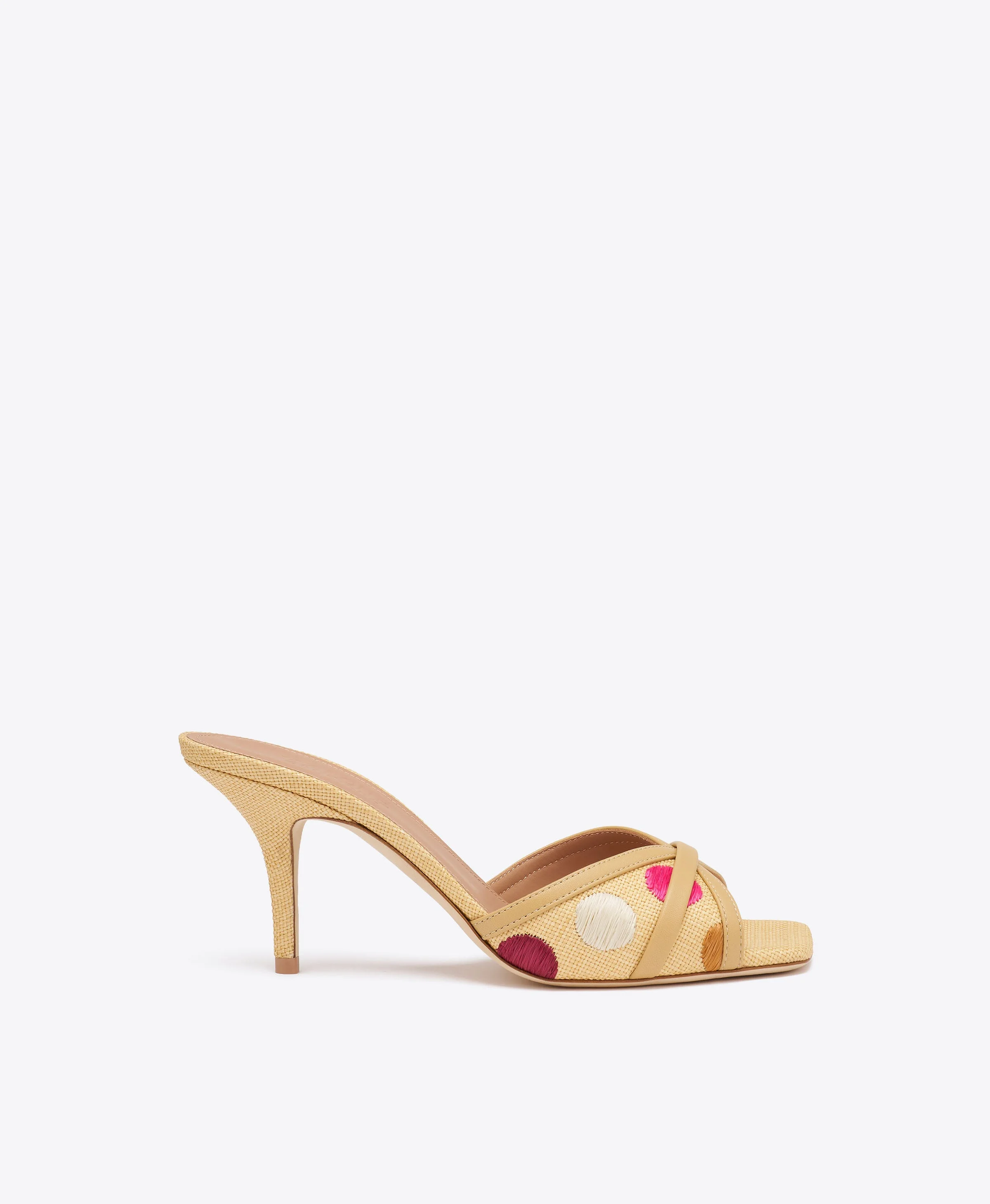 Perla 70 Beige Polka-Dot Raffia Sandals - 1
