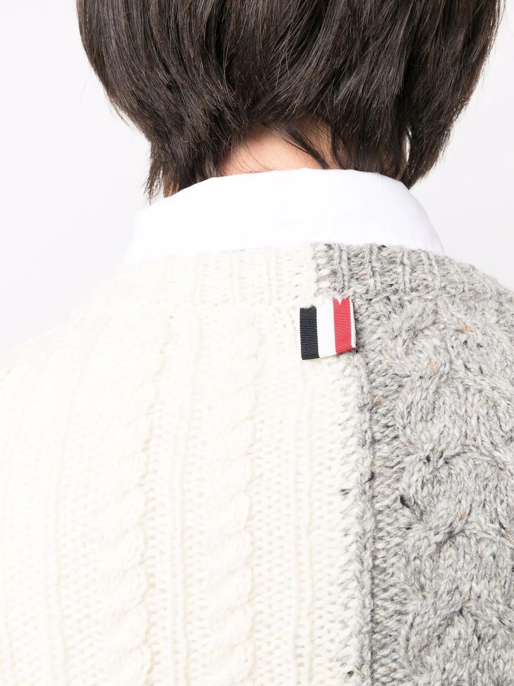 two-tone cable-knit jumper - 5