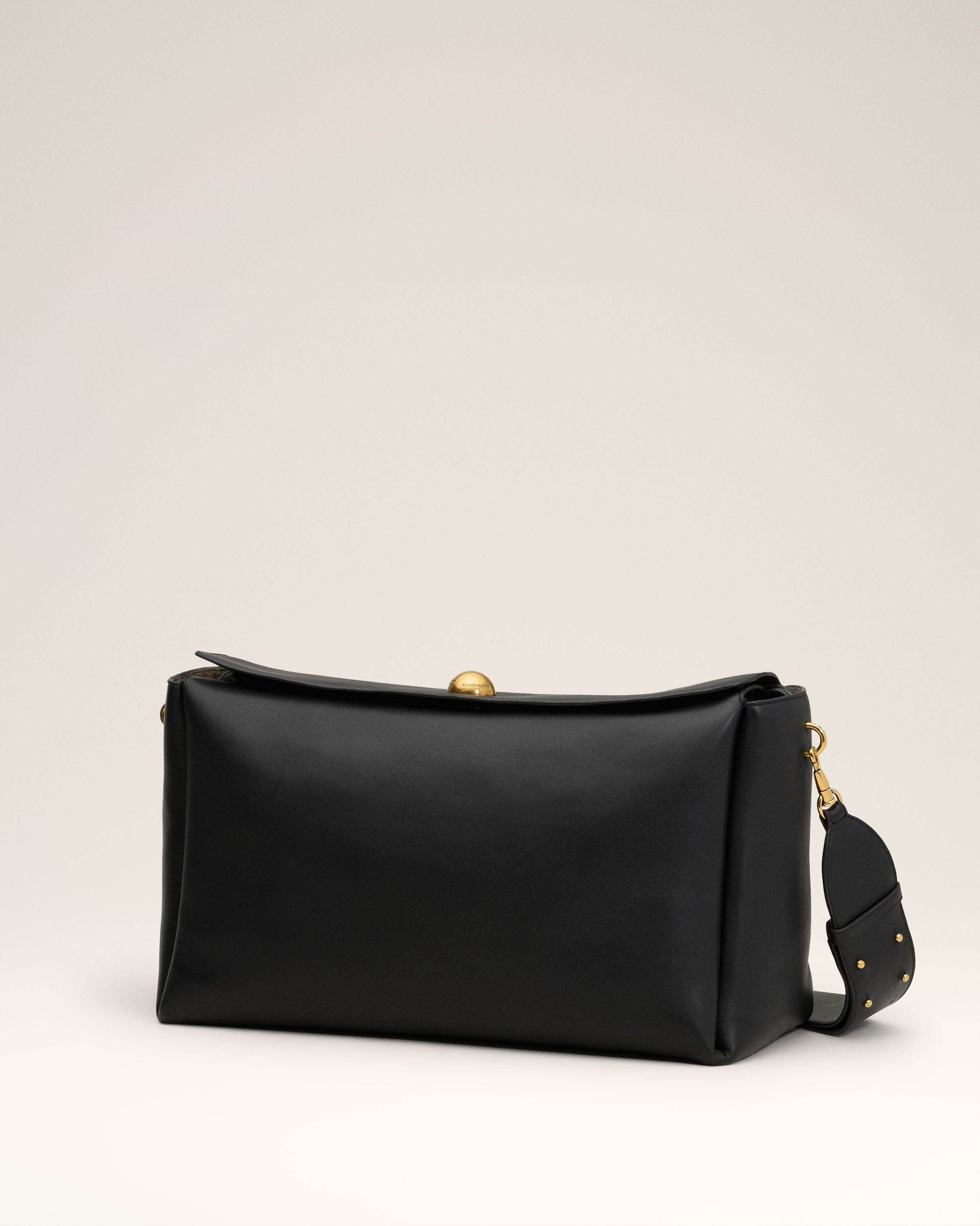 BLACK LEATHER LARGE CARROUSEL BAG - 3