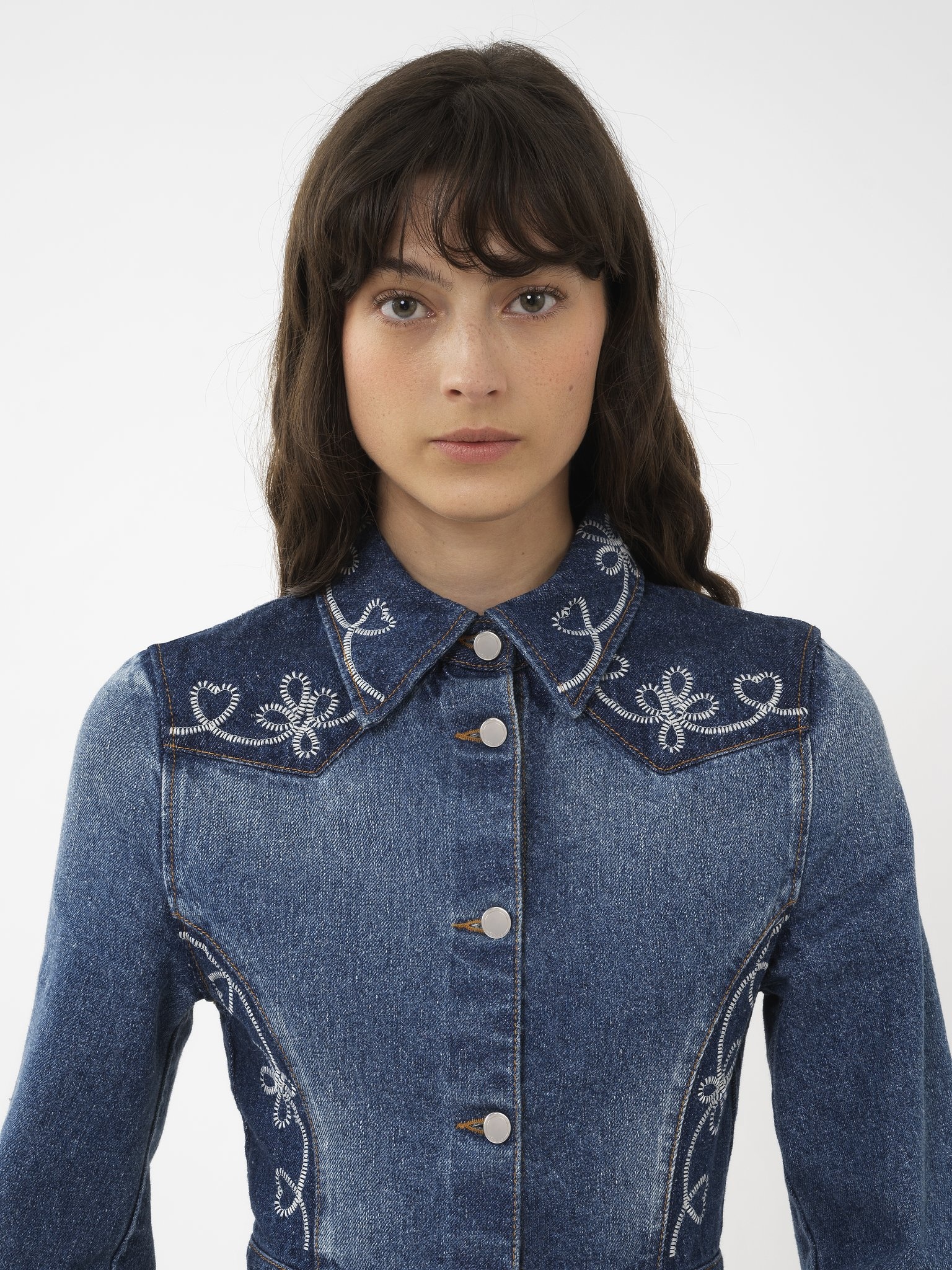 EMBROIDERED DENIM SHIRT DRESS - 6