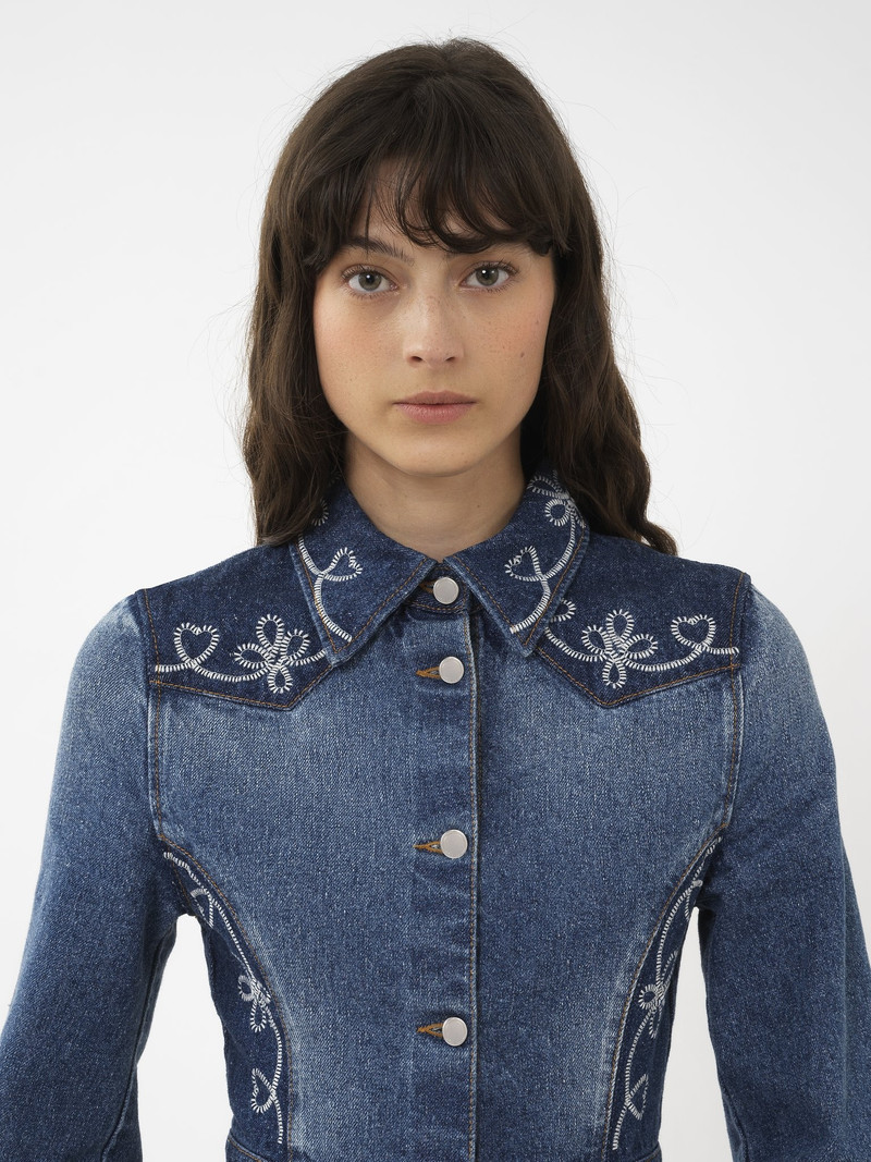 EMBROIDERED DENIM SHIRT DRESS 6