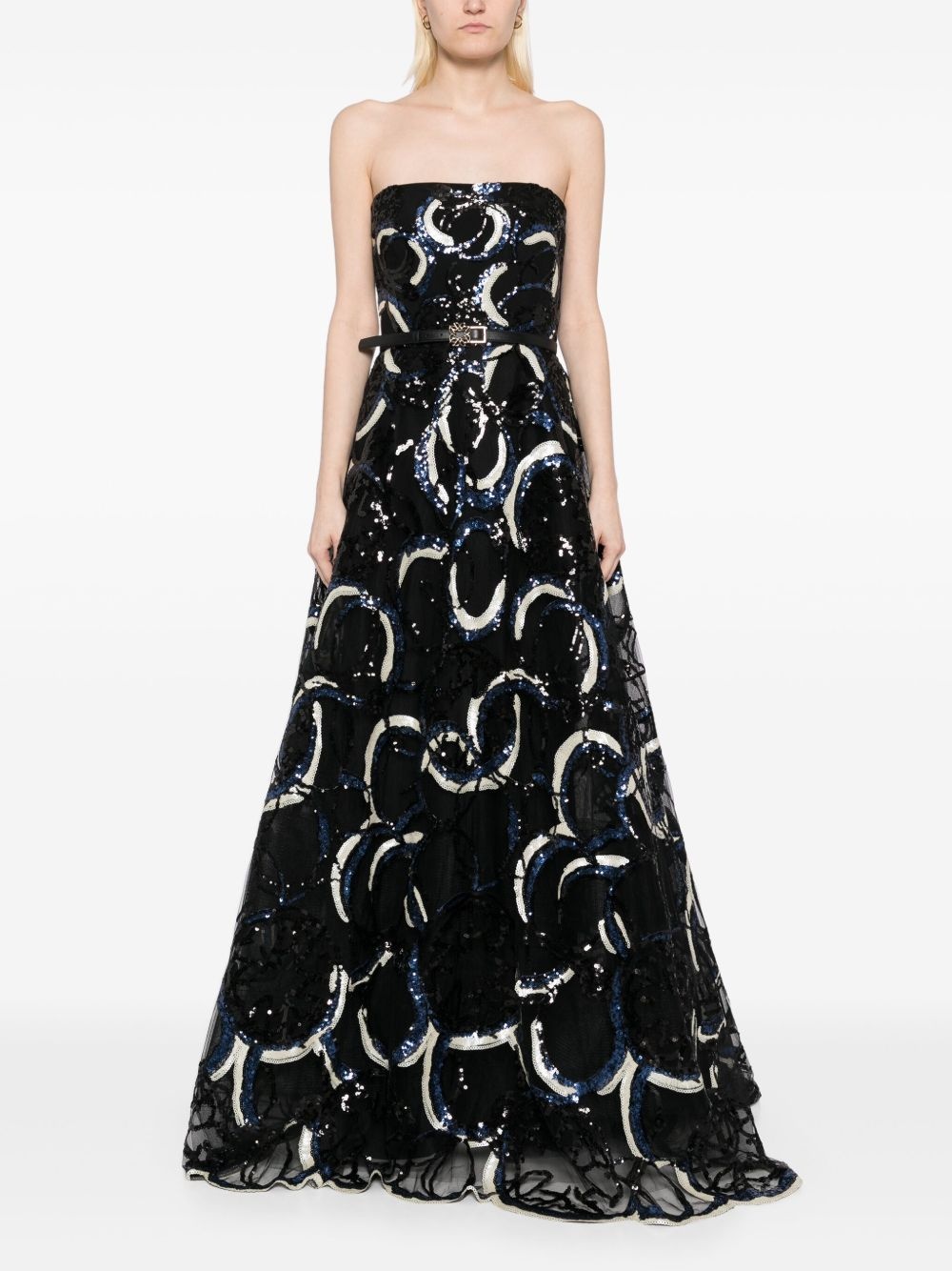 embroidered strapless gown - 2