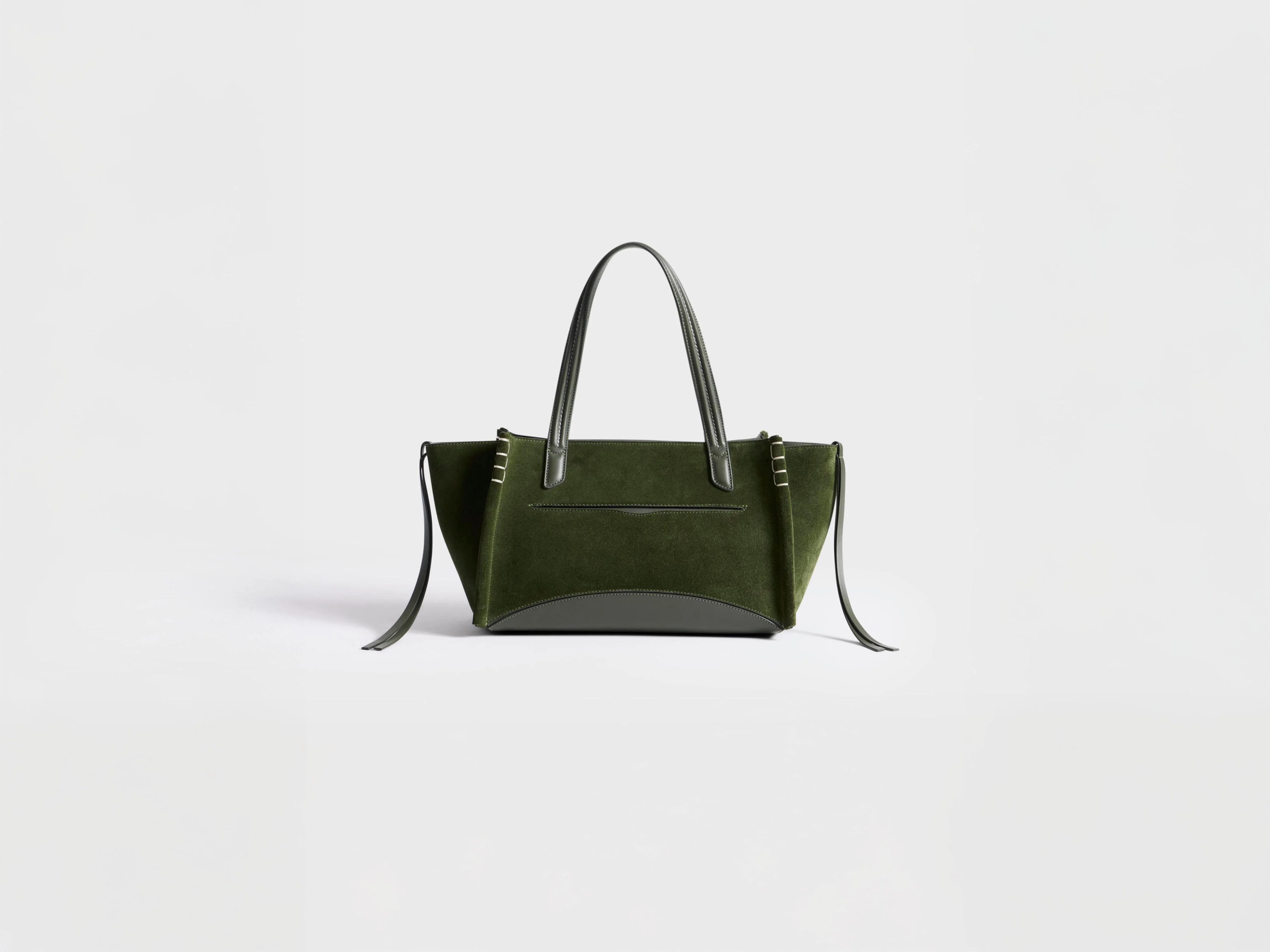 ELONGATED LOAFER CABAS BAG IN KHAKI SUEDE - 1