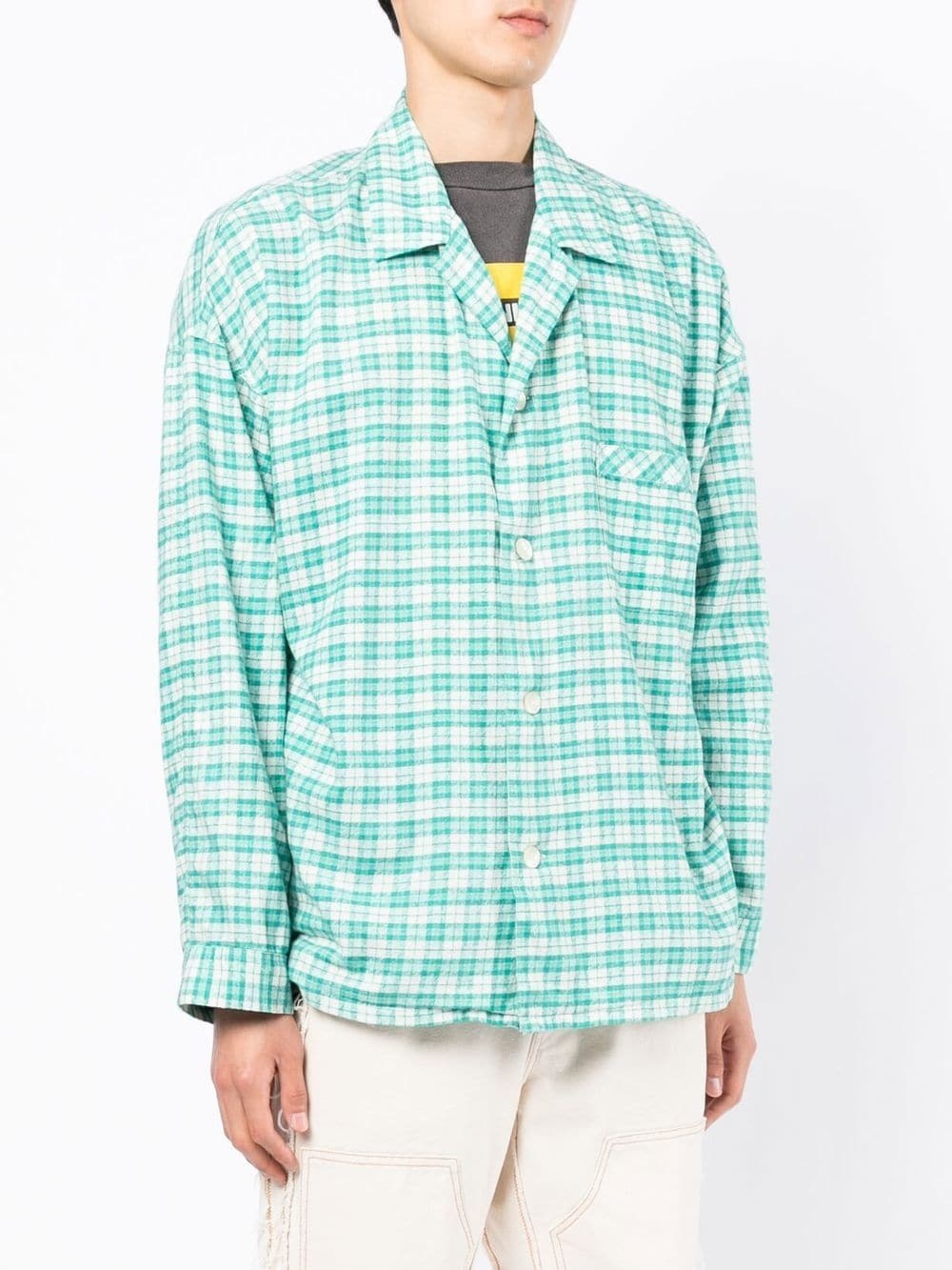 check-print button-up shirt - 3