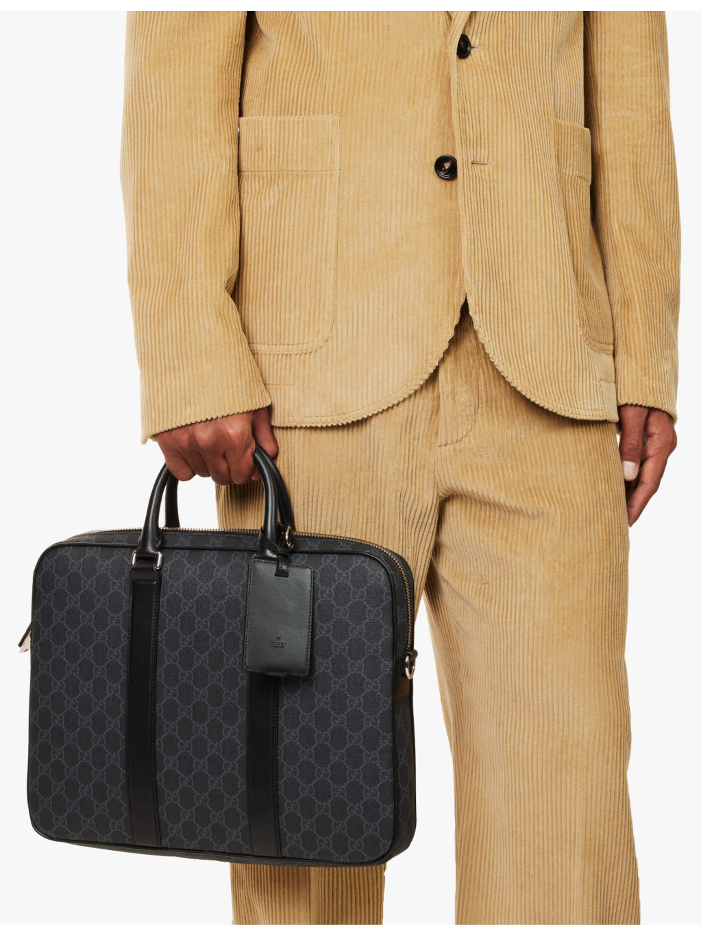 Monogram-print coated-canvas briefcase - 2