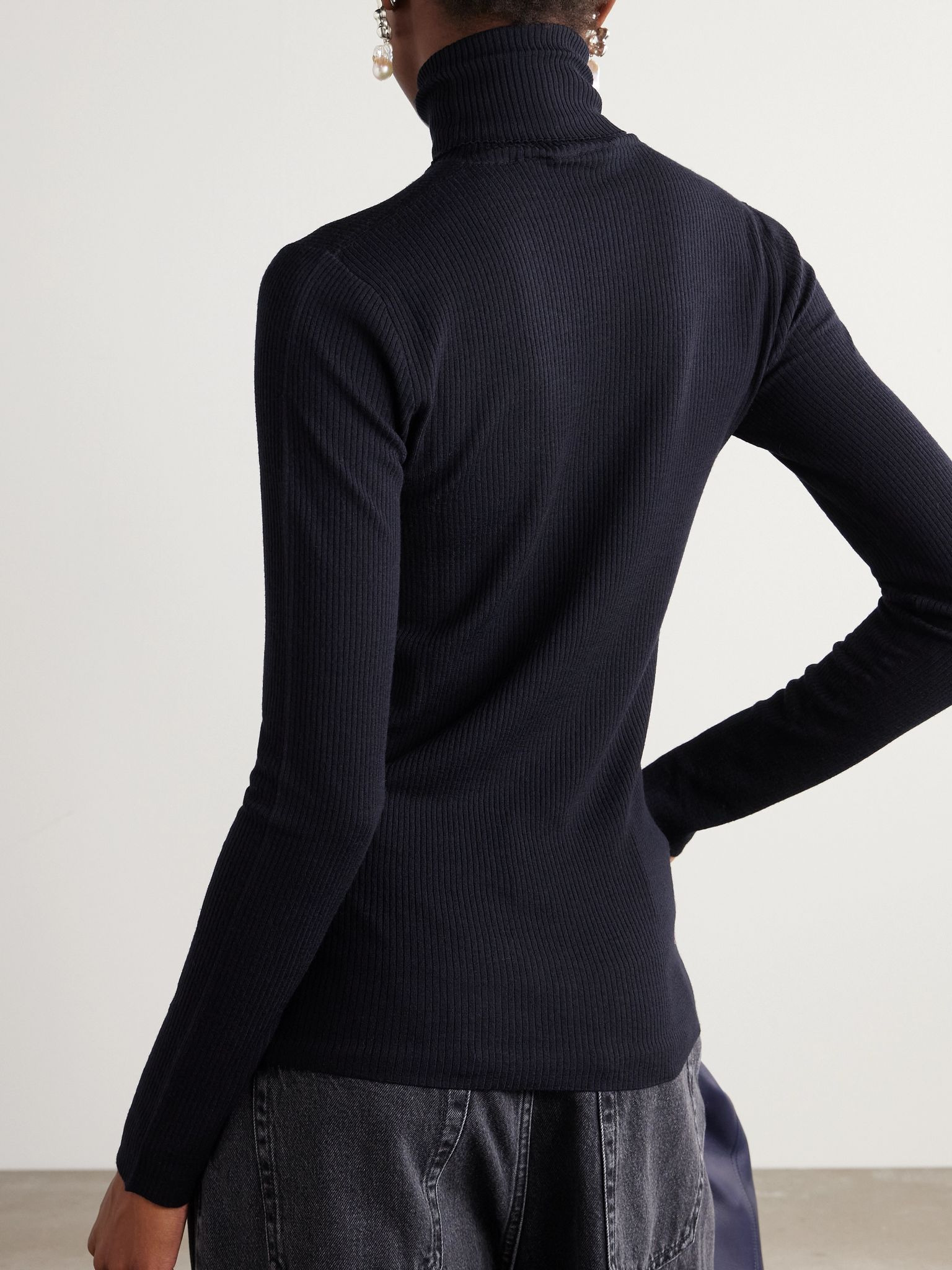 Taupo ribbed-knit wool tutleneck sweater Navy - 4