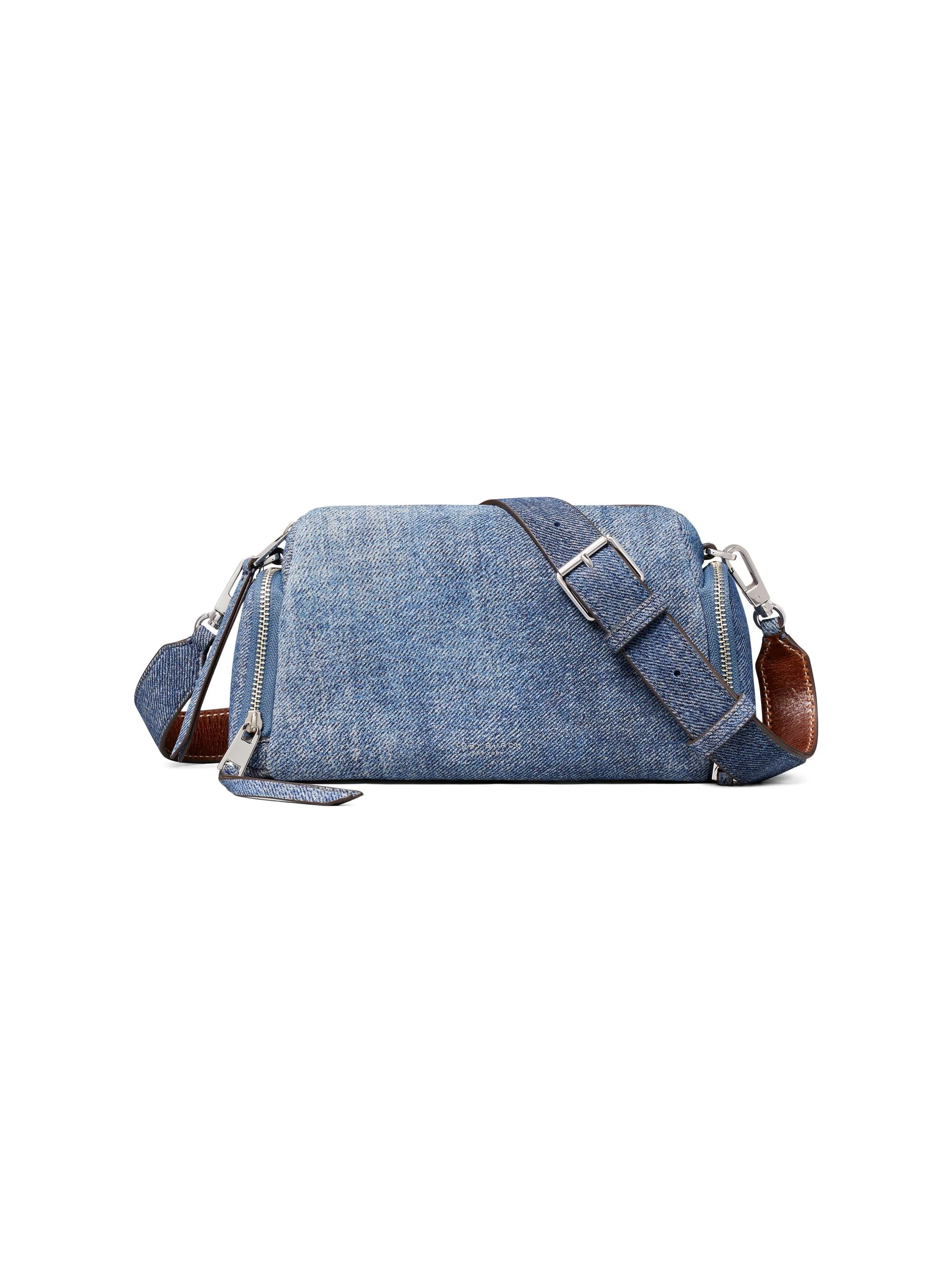 Women's Perry Denim-Print Suede Crossbody Bag - Blue Jean - 1