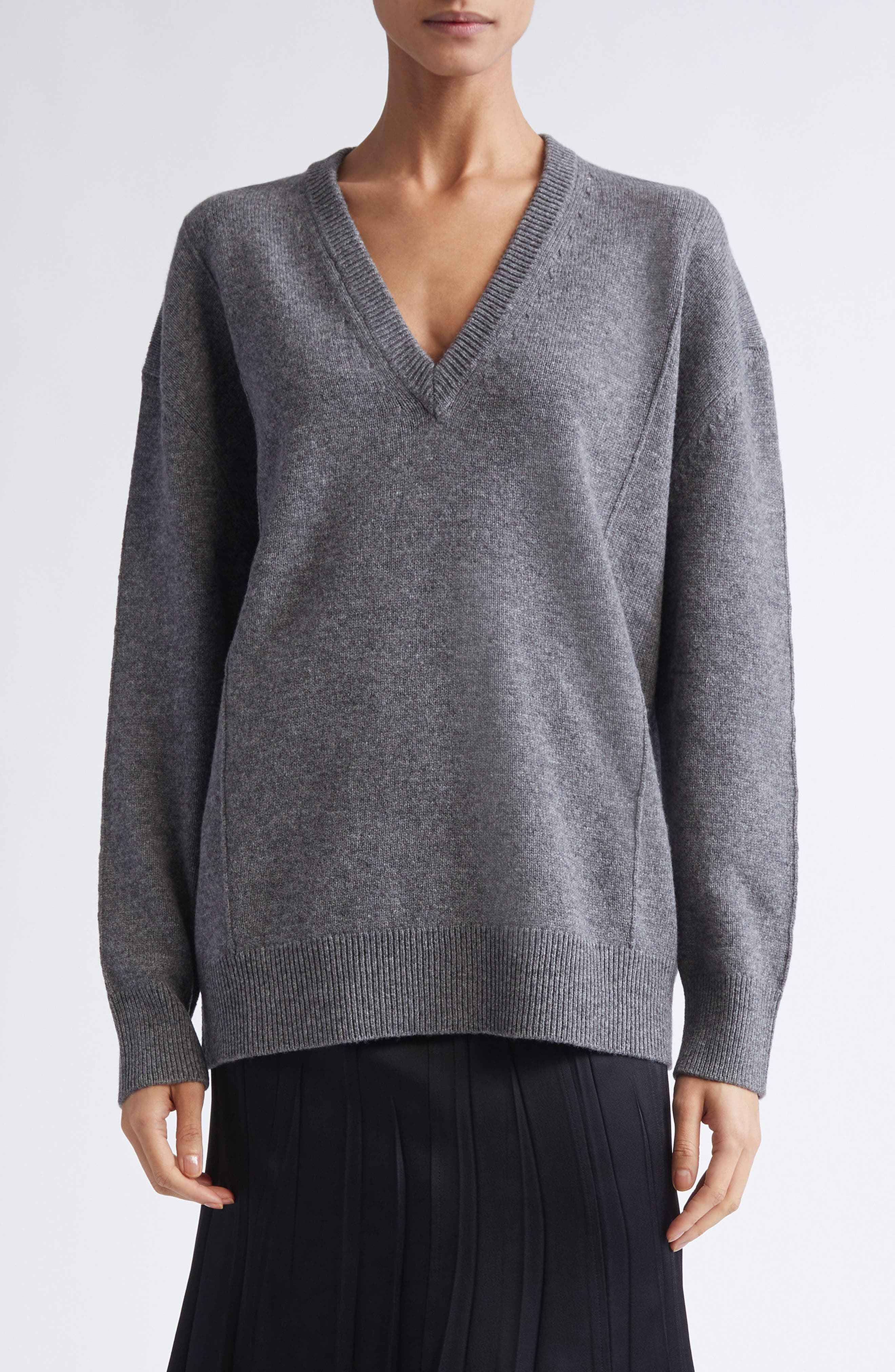 Jil Sander Wool & Cashmere V-Neck Sweater in Basalt at Nordstrom - 1