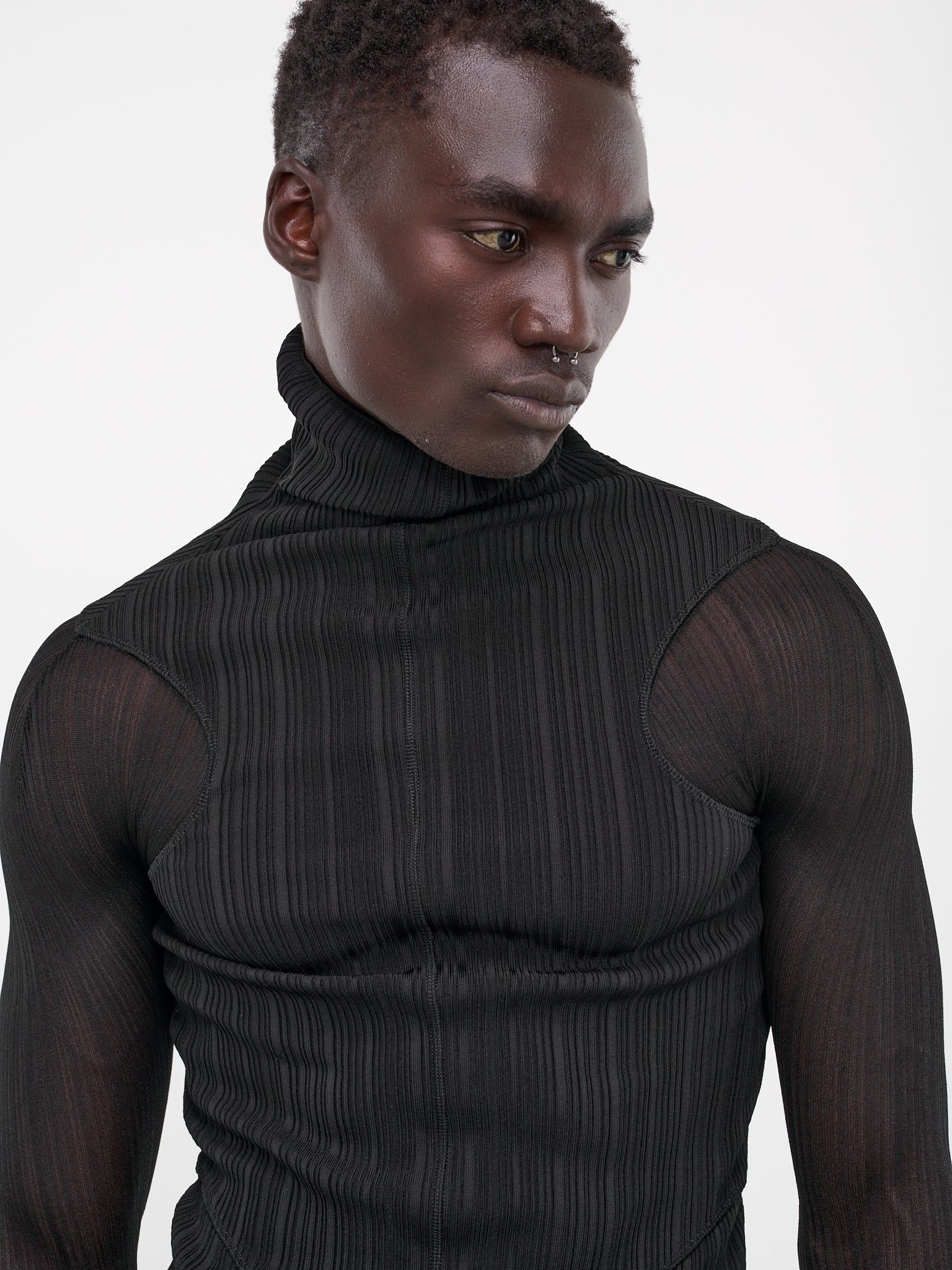 Rib-Knit Sheer Top - 4