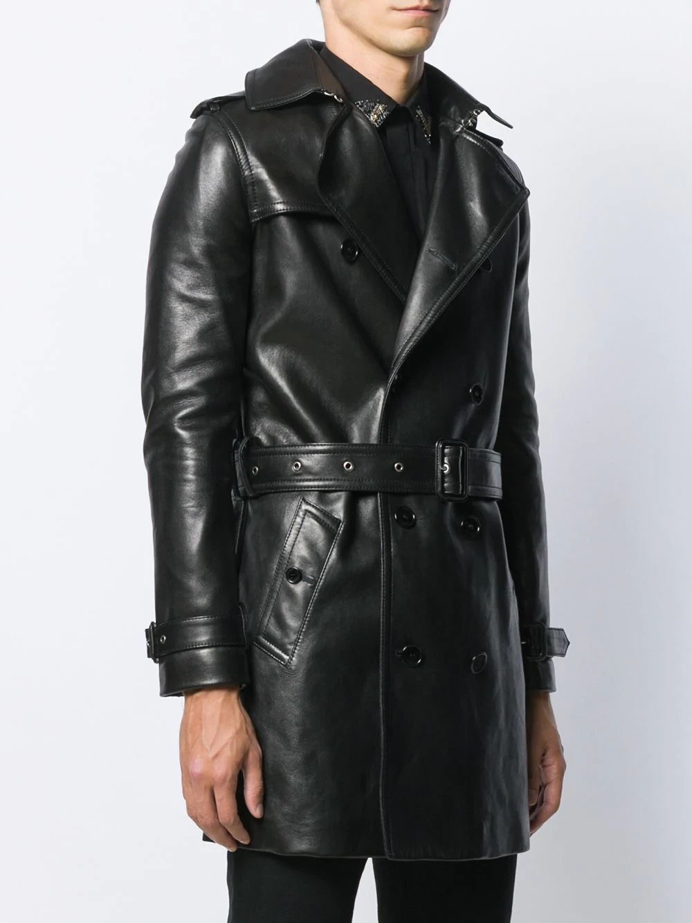 leather trench coat - 3