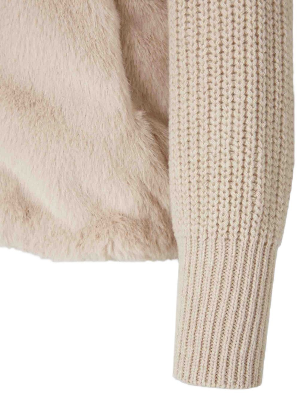 faux-fur ribbed-cuff jacket - 3