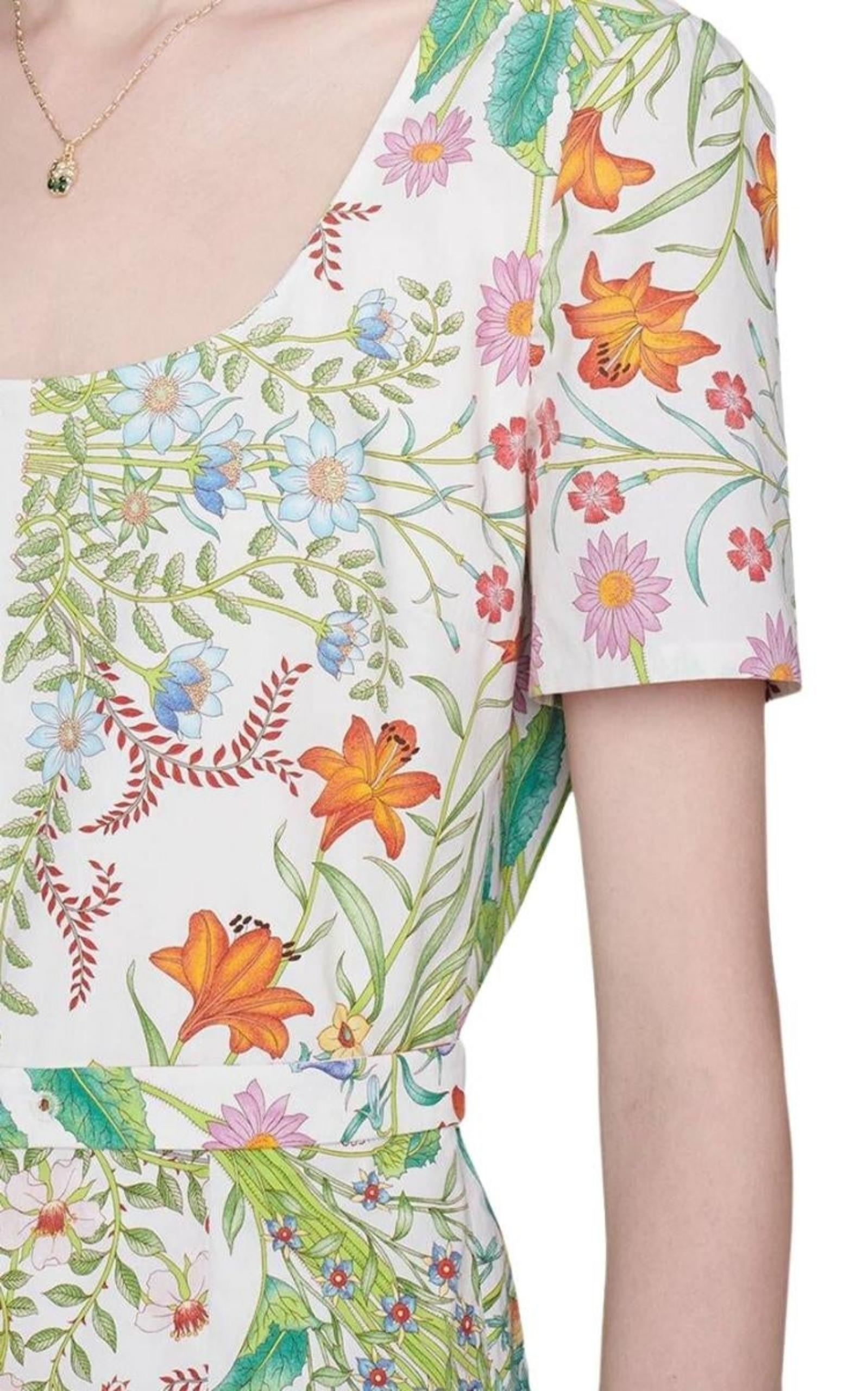 Flora Print Cotton Midi Dress - 5