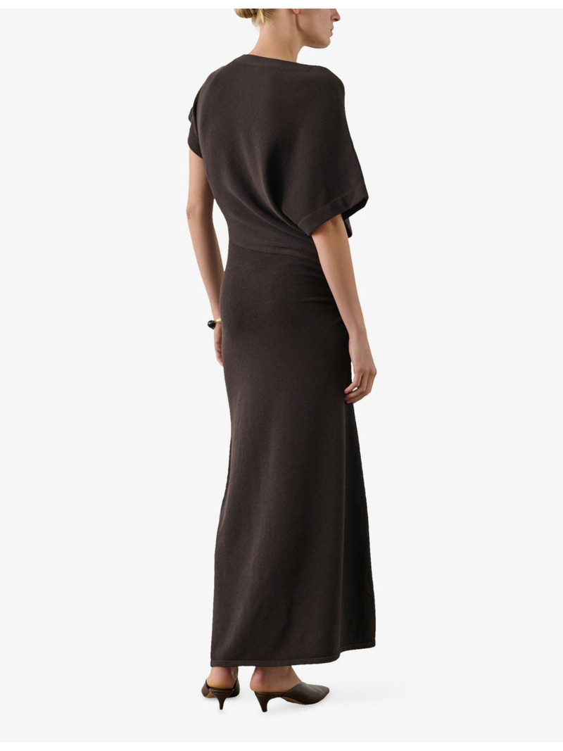 Divine Asymmetric-Sleeve Cotton-Blend Maxi Dress 4