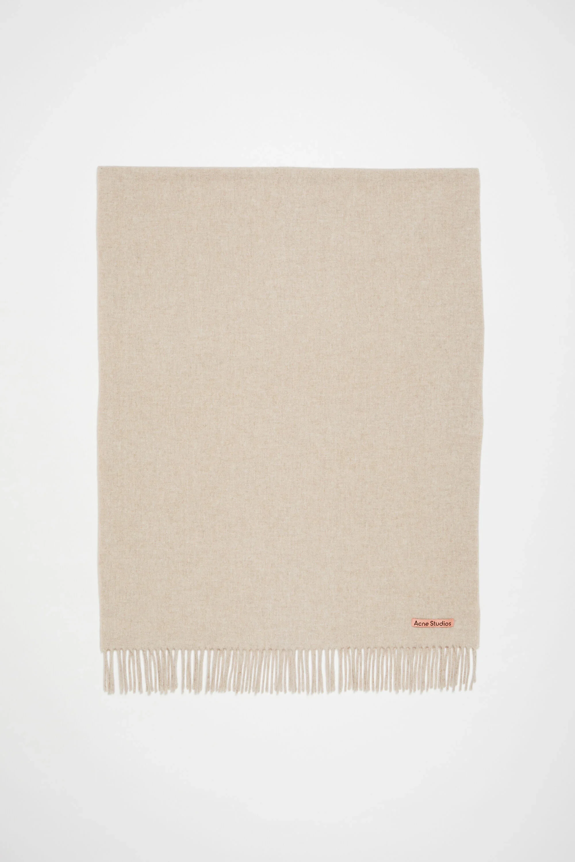 Fringe wool scarf - oversized - Oatmeal melange - 1