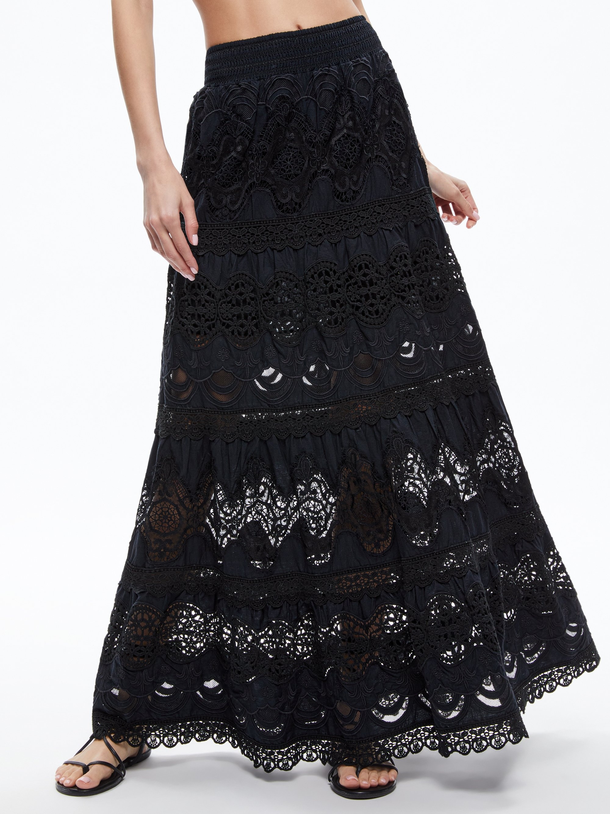 CALI EMBROIDERED TIERED MAXI SKIRT - 2