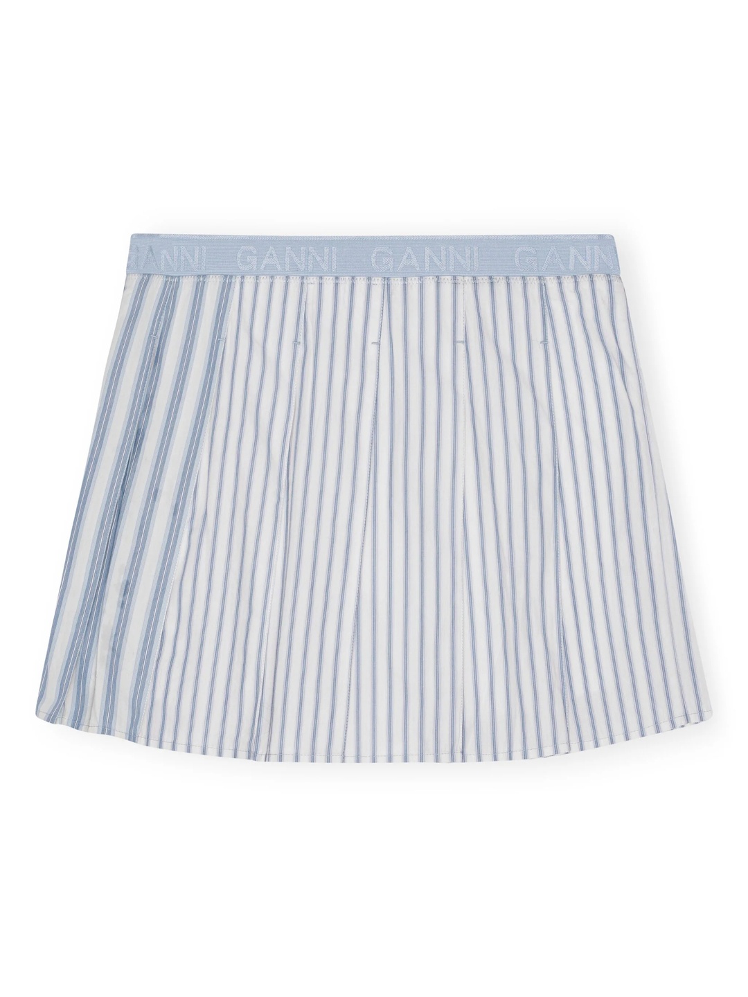 Stripe Cotton Pleated Mini Skirt - 2