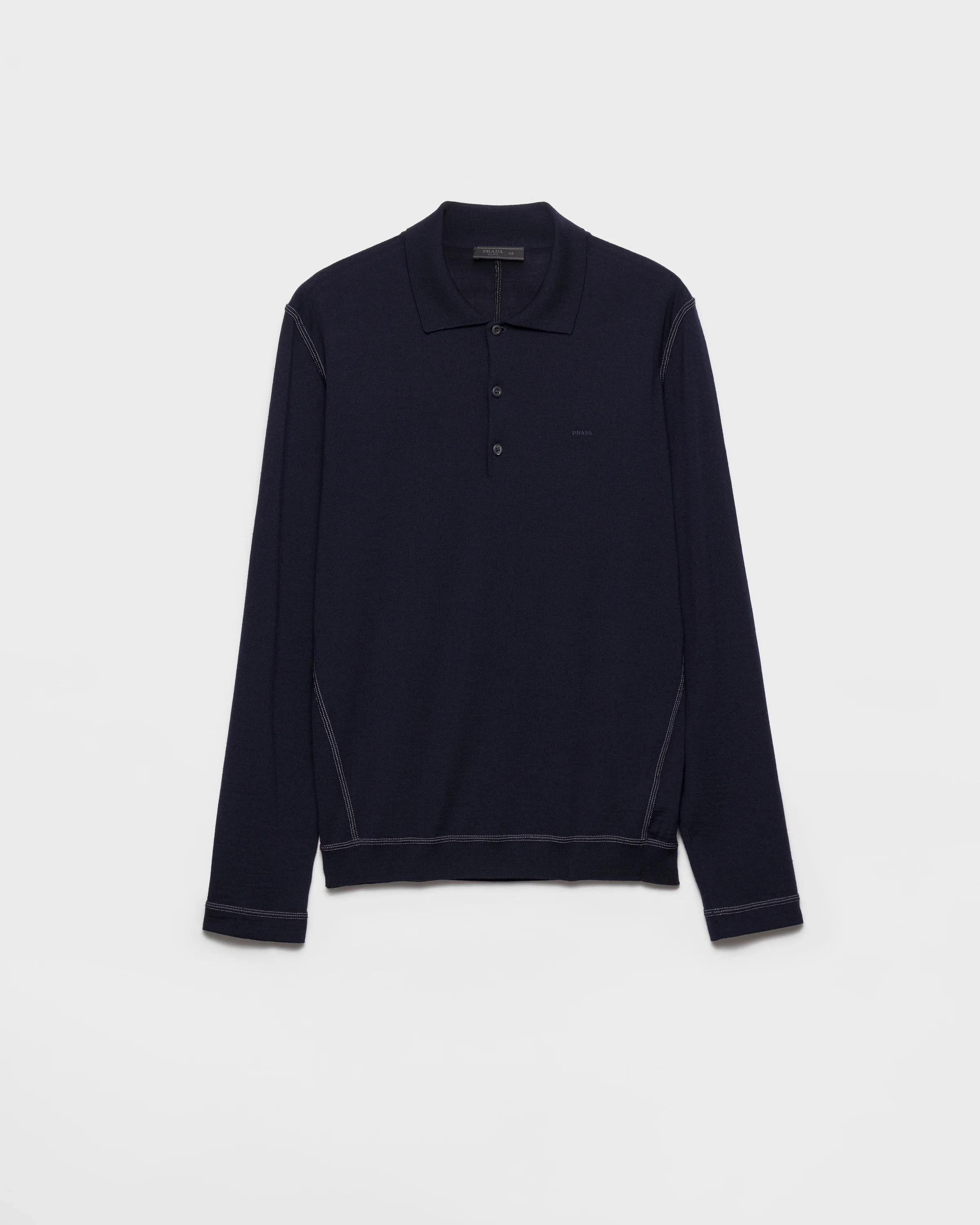 Long-sleeved wool polo sweater - 1