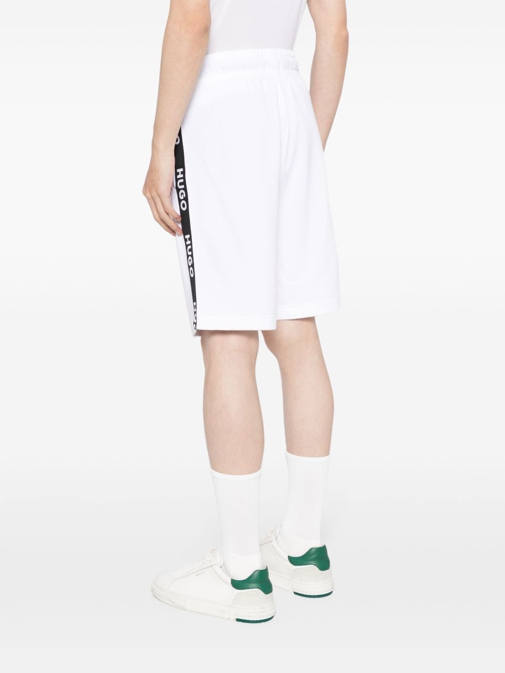 Sporty logo-tape cotton shorts - 4