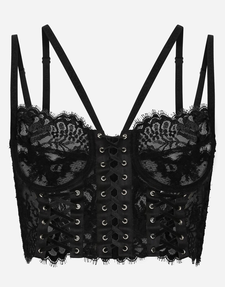 Lace lingerie corset with straps and eyelets - 1