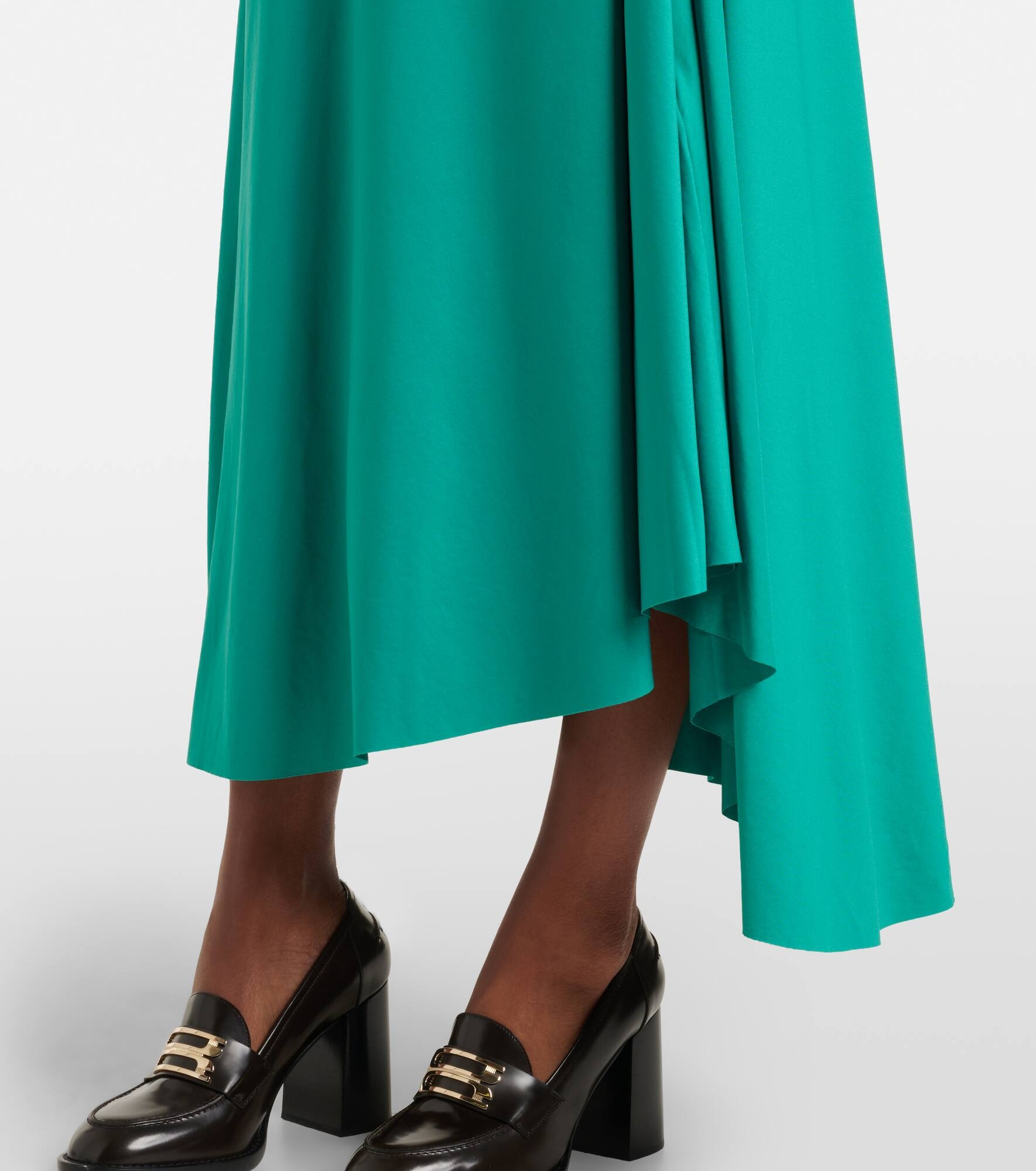 Asymmetric gathered jersey midi dress - 5