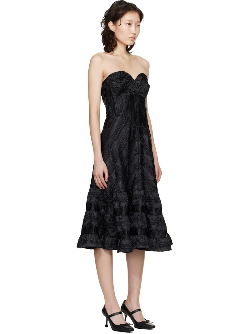 Black Strapless Sweetheart Midi Dress 2