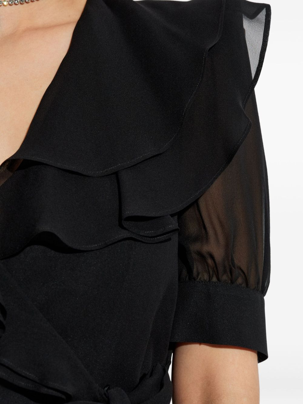 frill-detail wrap dress - 5