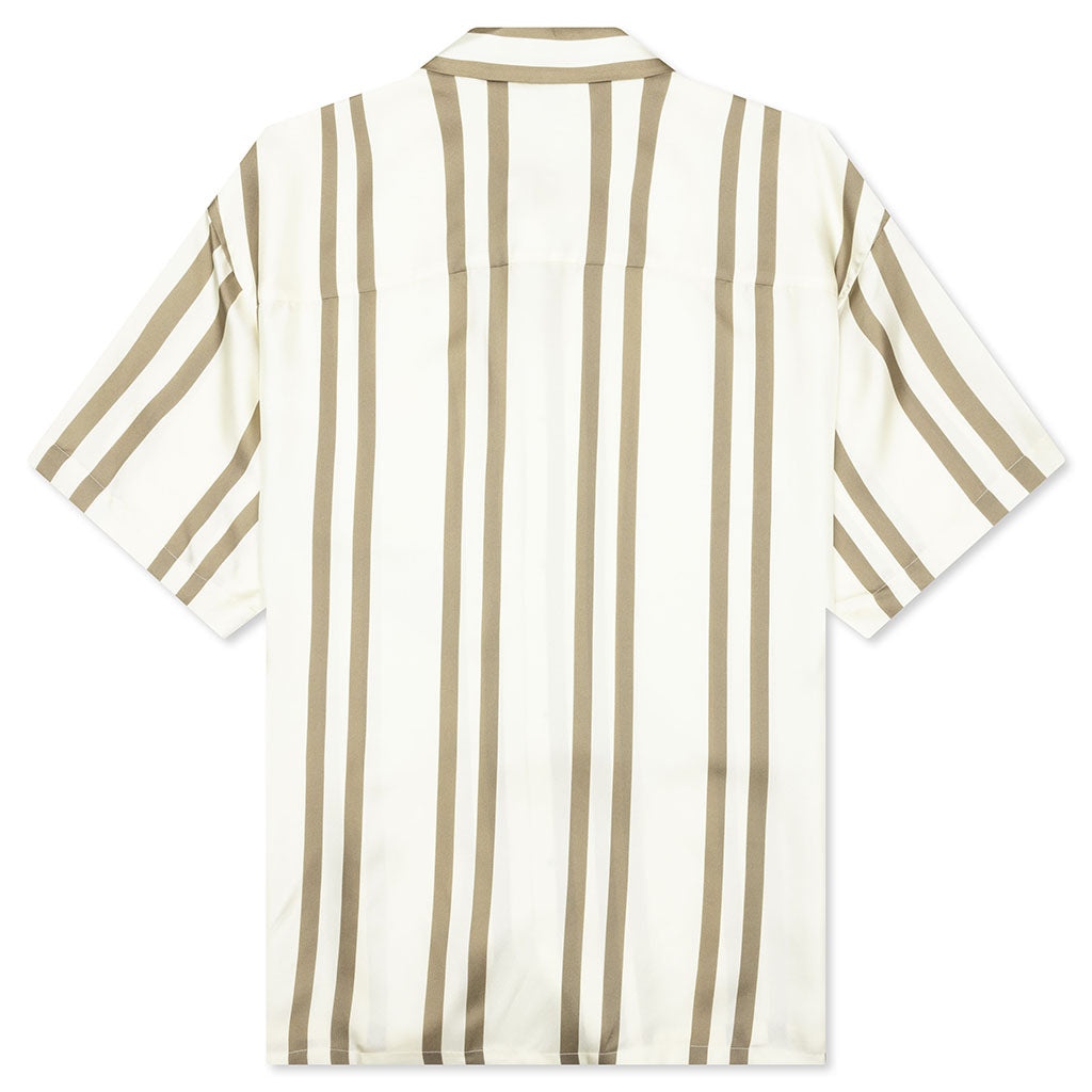 SILK S/S BUTTON UP - BARK STRIPE/SALT - 2