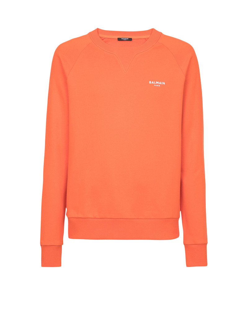 Eco-designed cotton sweatshirt with small flocked Balmain Paris logo 1