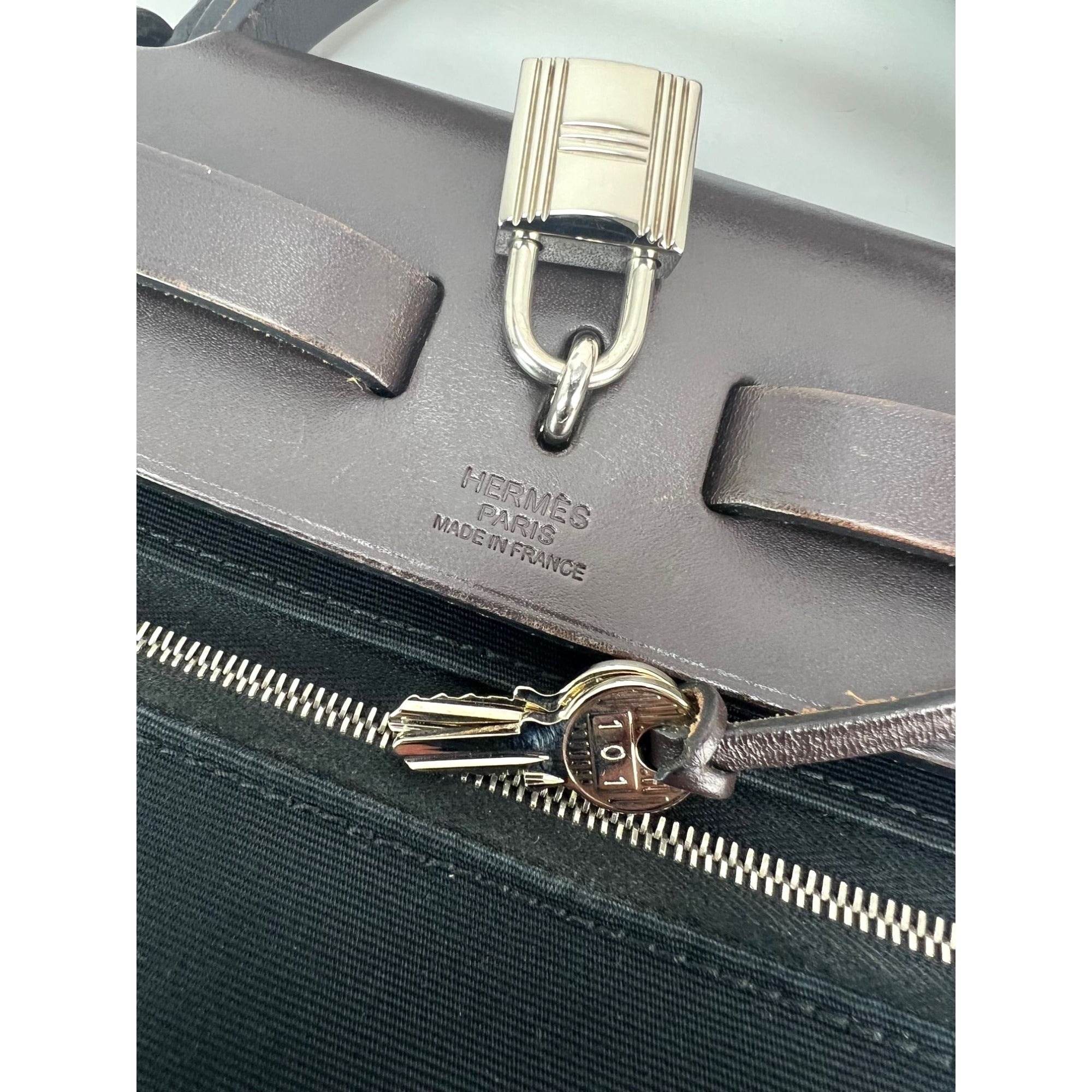 Hermes Toile vache Hunter Herbag zip 31 PM Black Ebene Shoulder Bag - 5