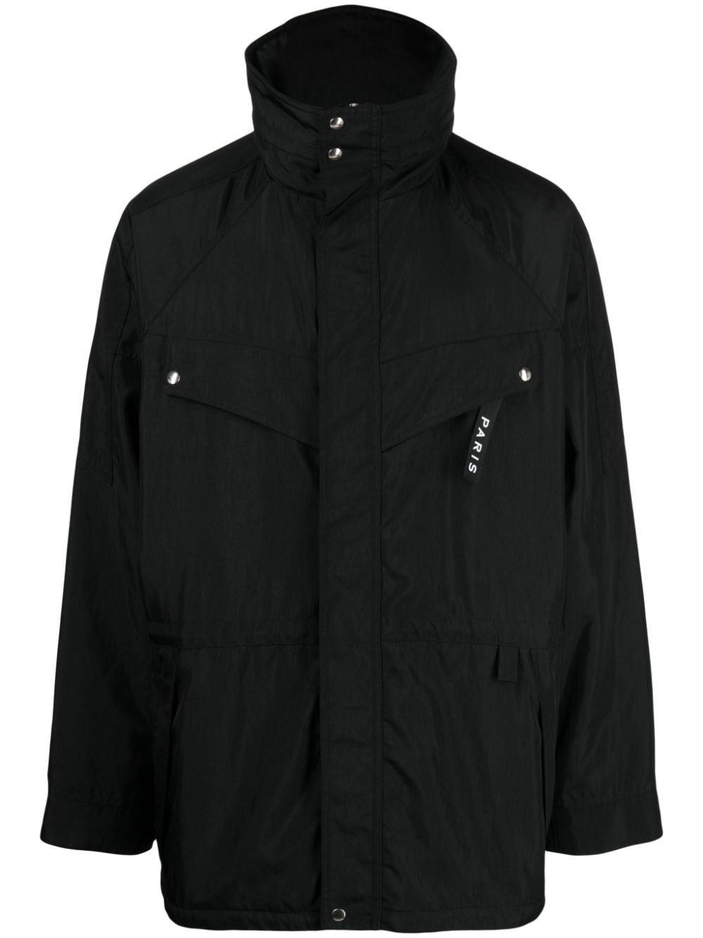 logo print parka jacket - 1