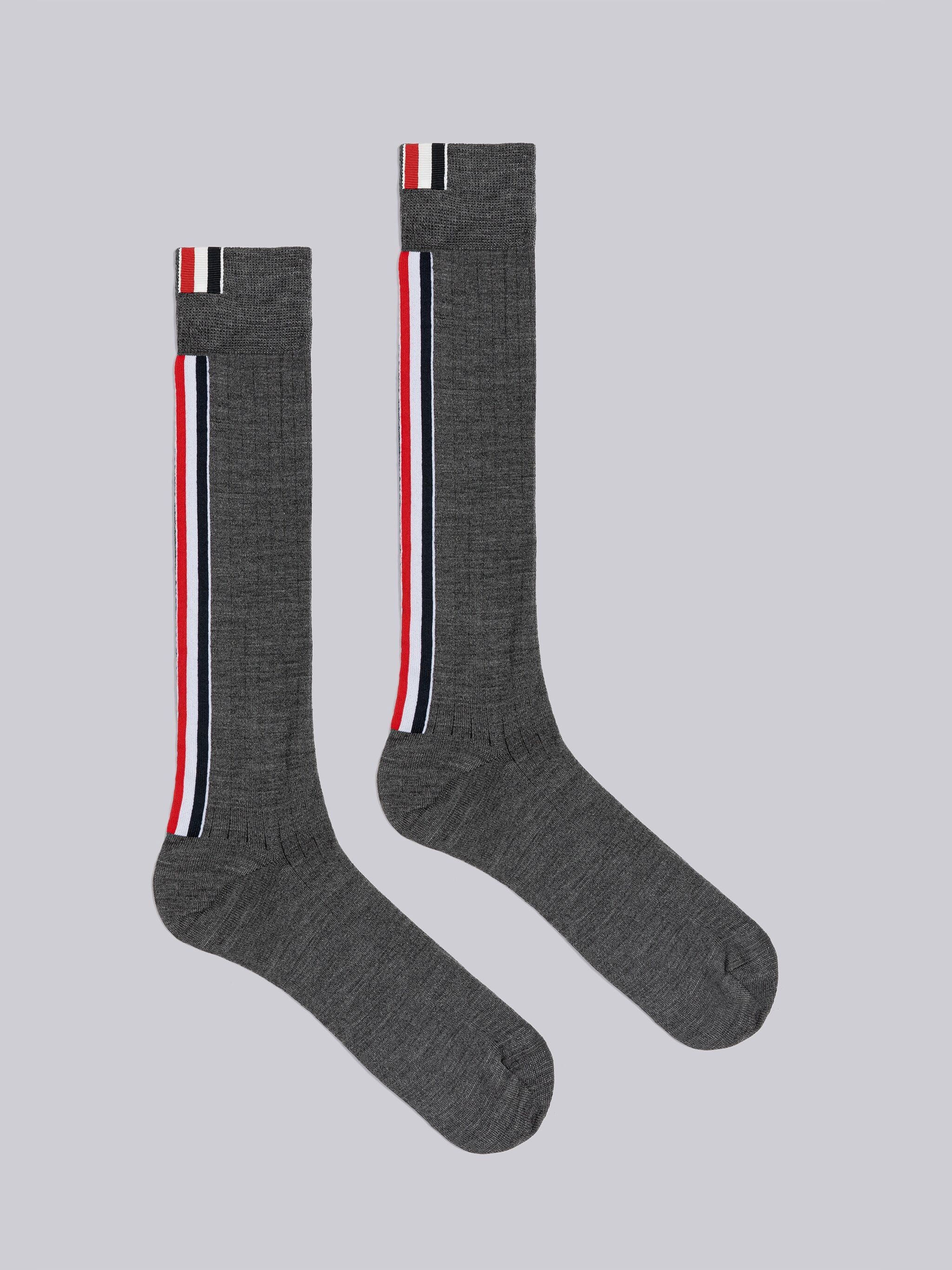 Rib Merino Stripe Over the Calf Socks - 1