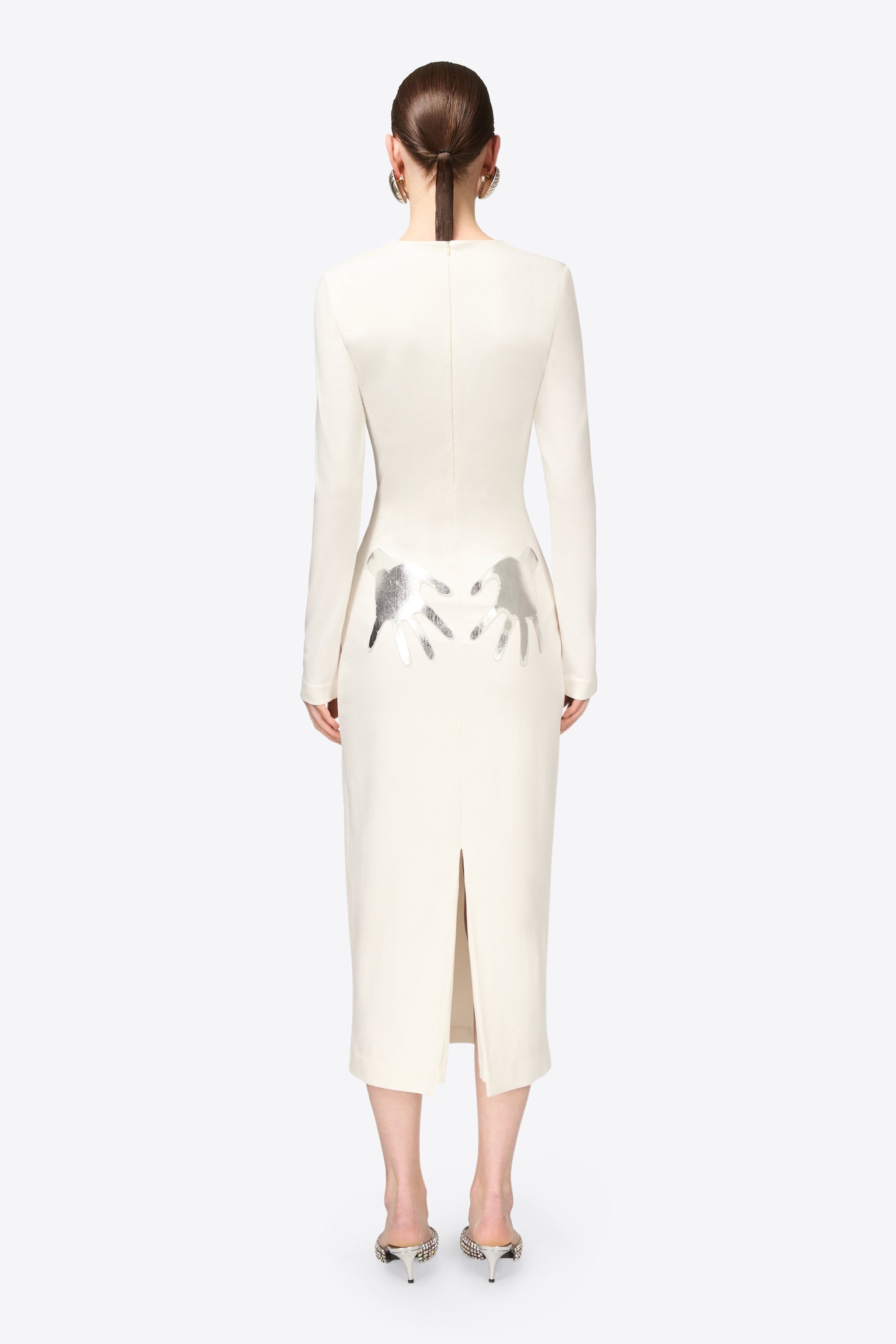 HANDPRINT LONG SLEEVE MIDI DRESS - 4