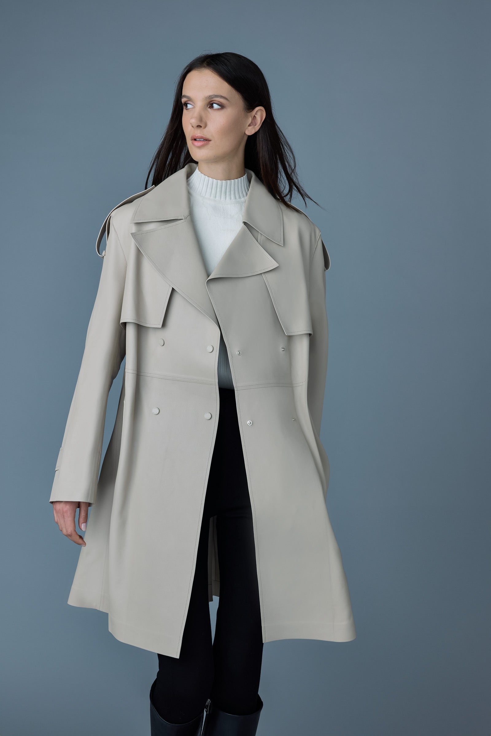 MEDORA Luster leather three-quarter coat - 5