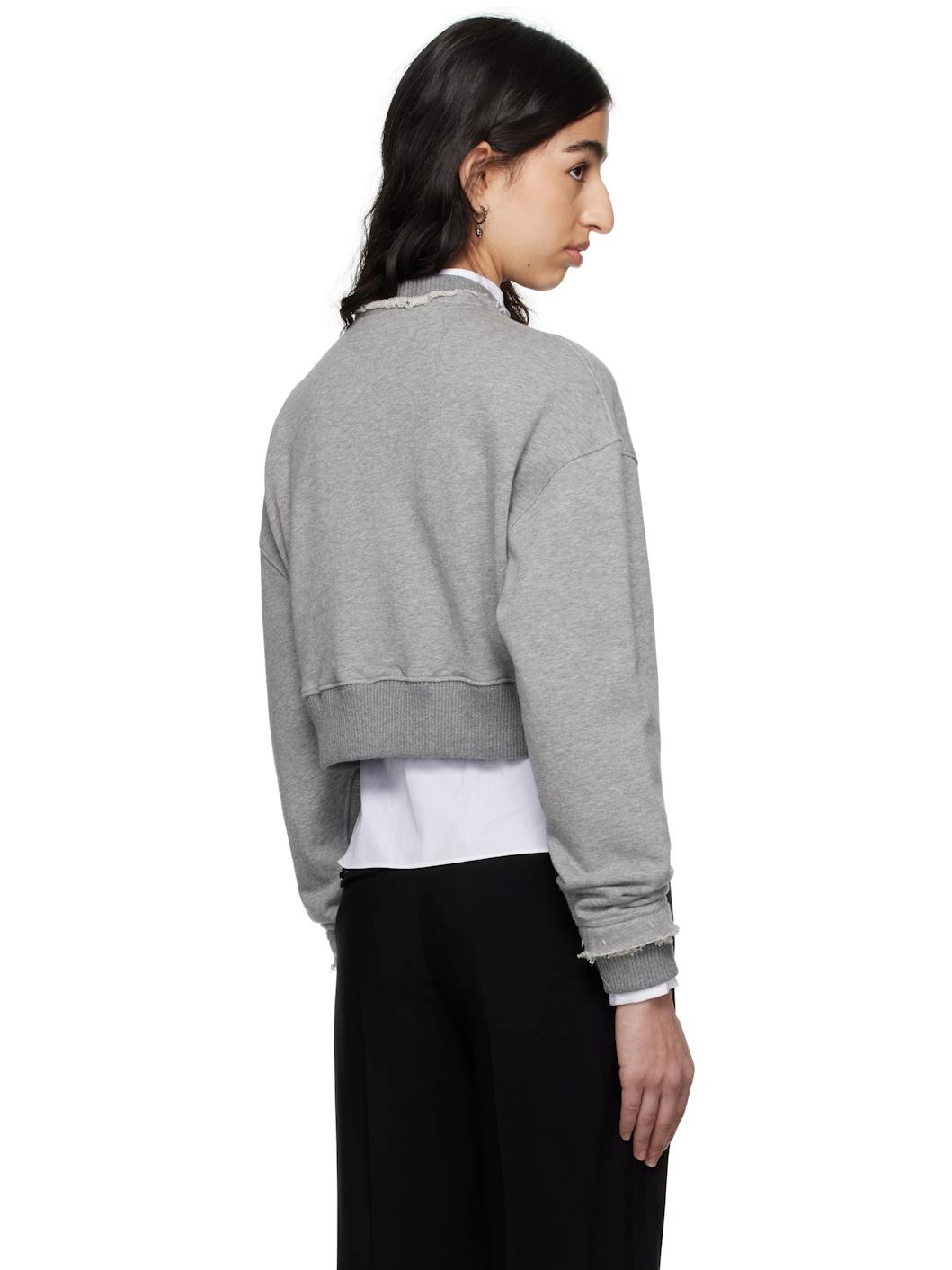 Gray 'McQueen' Logo Cropped Sweatshirt - 3