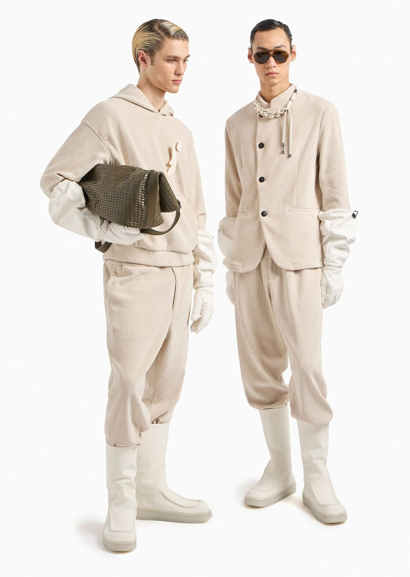 EMPORIO ARMANI Ribbed velour joggers outlook