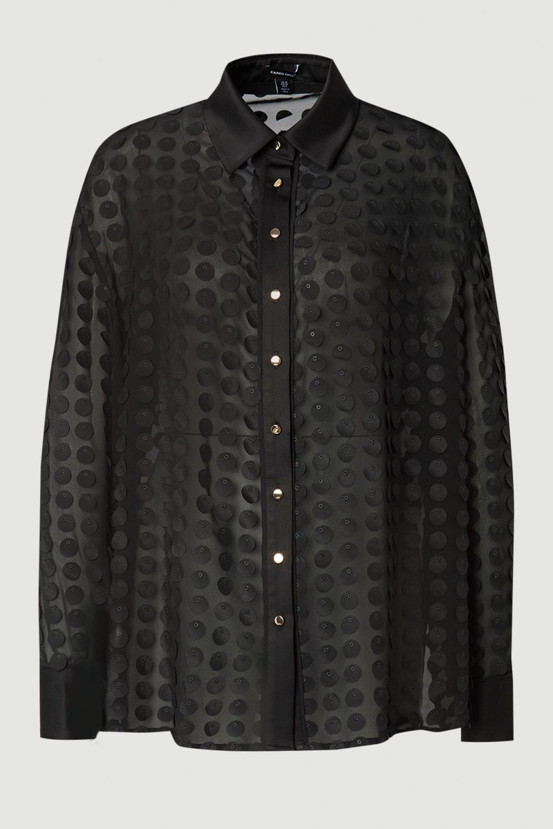 Textured Georgette With Satin Collared Woven Shirt 4