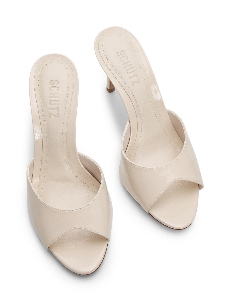 Women's Cloe 100MM Patent Leather Sandals - Sugar White 4