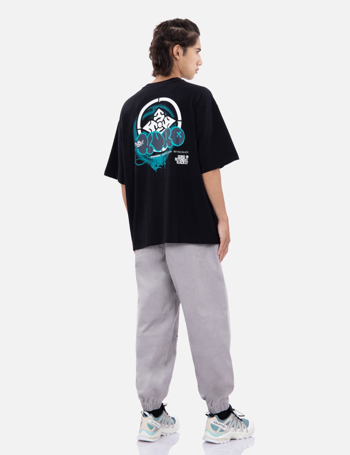Gradient Slogan Print Corduroy Cargo Pants - 4